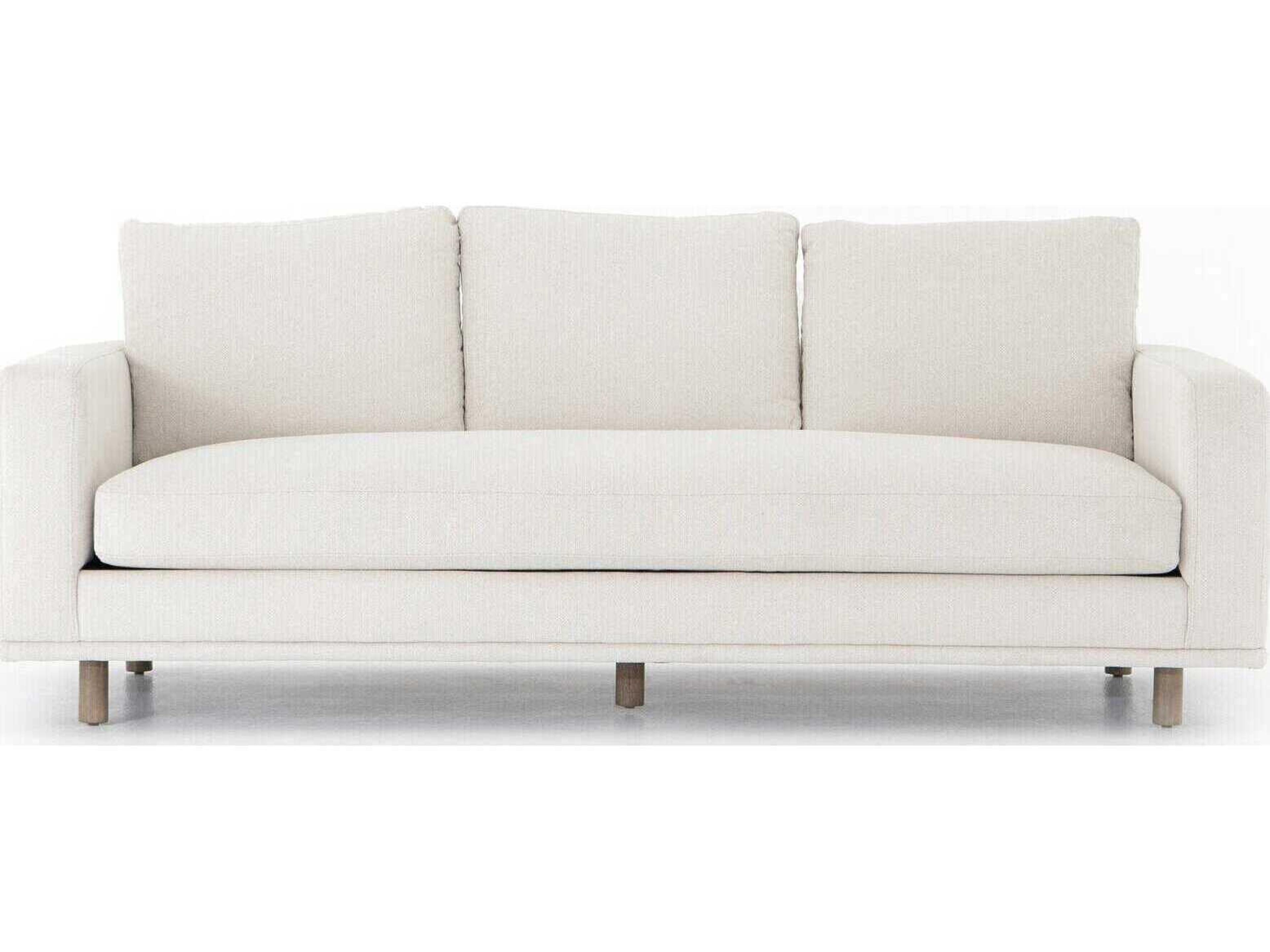 Four Hands Centrale Dom Weathered Umber Bonnell Ivory Cream Upholstered Sofa