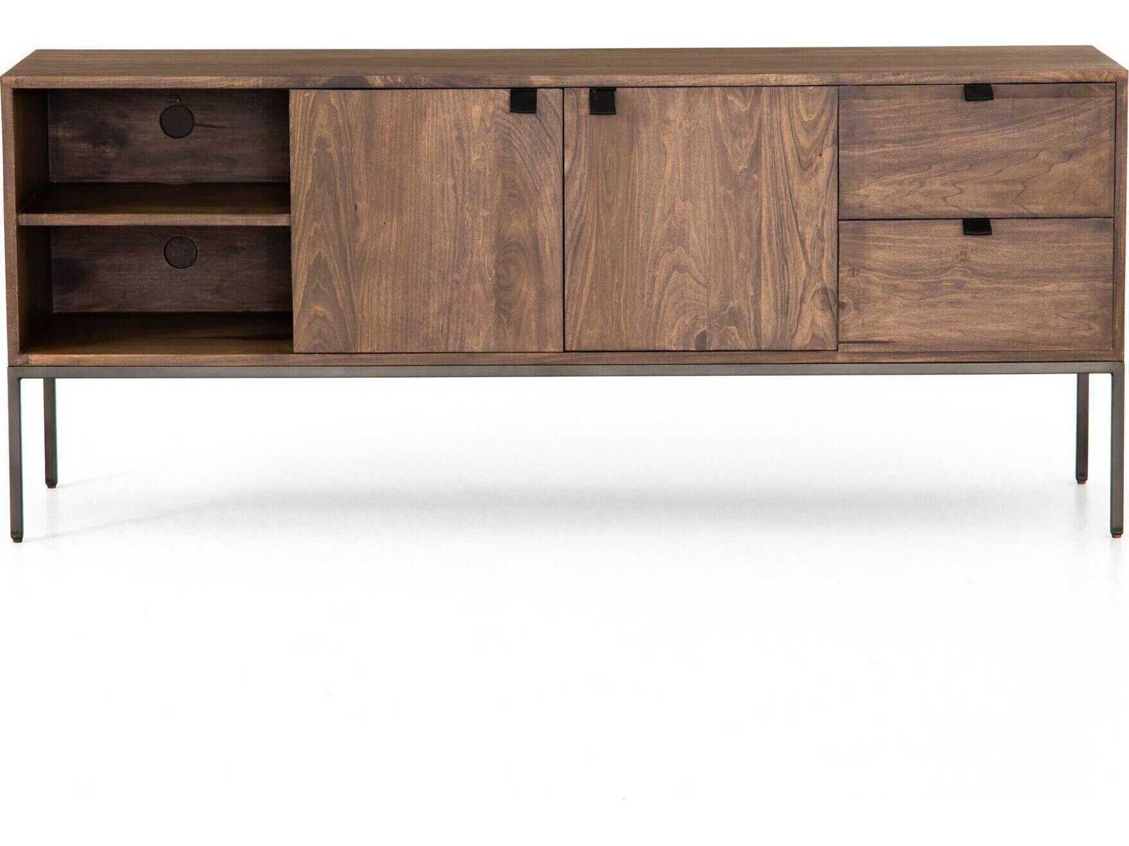 Four Hands Fulton Trey 69" Poplar Wood Natural Iron Auburn Media Console