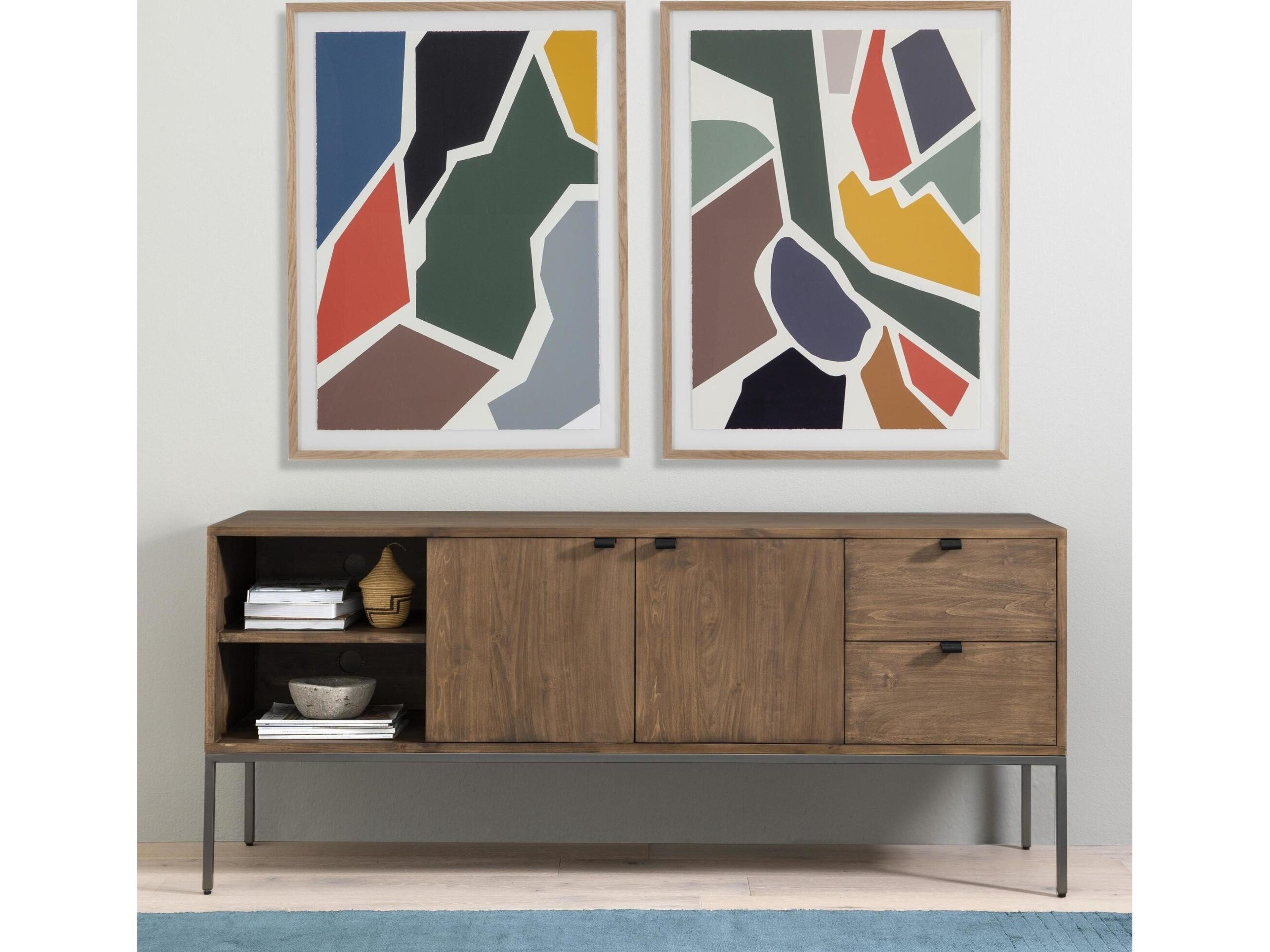 Four Hands Fulton Trey 69" Poplar Wood Natural Iron Auburn Media Console