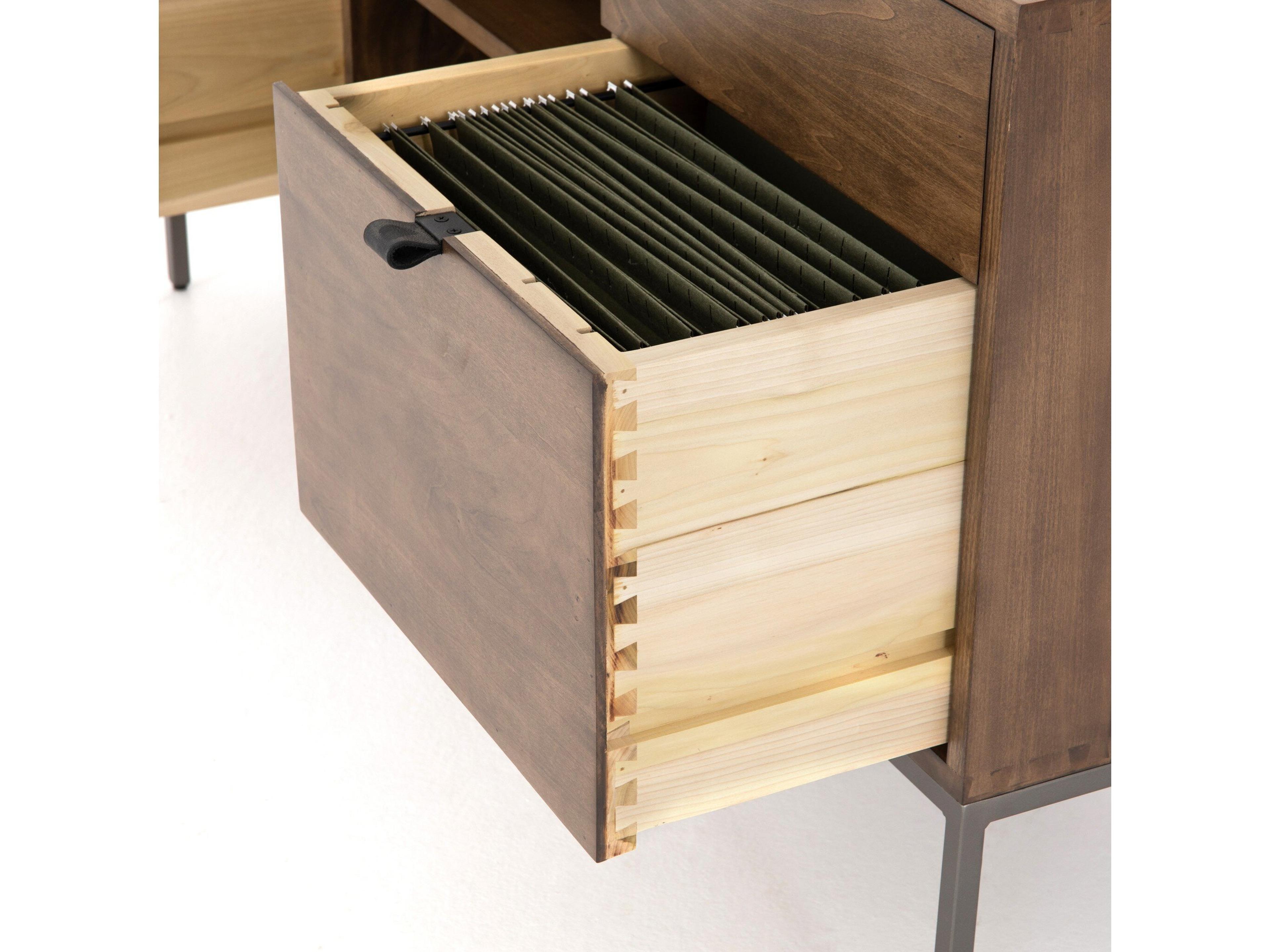 Four Hands Fulton Trey Natural Iron Auburn Poplar Brown Wood Credenza Desk