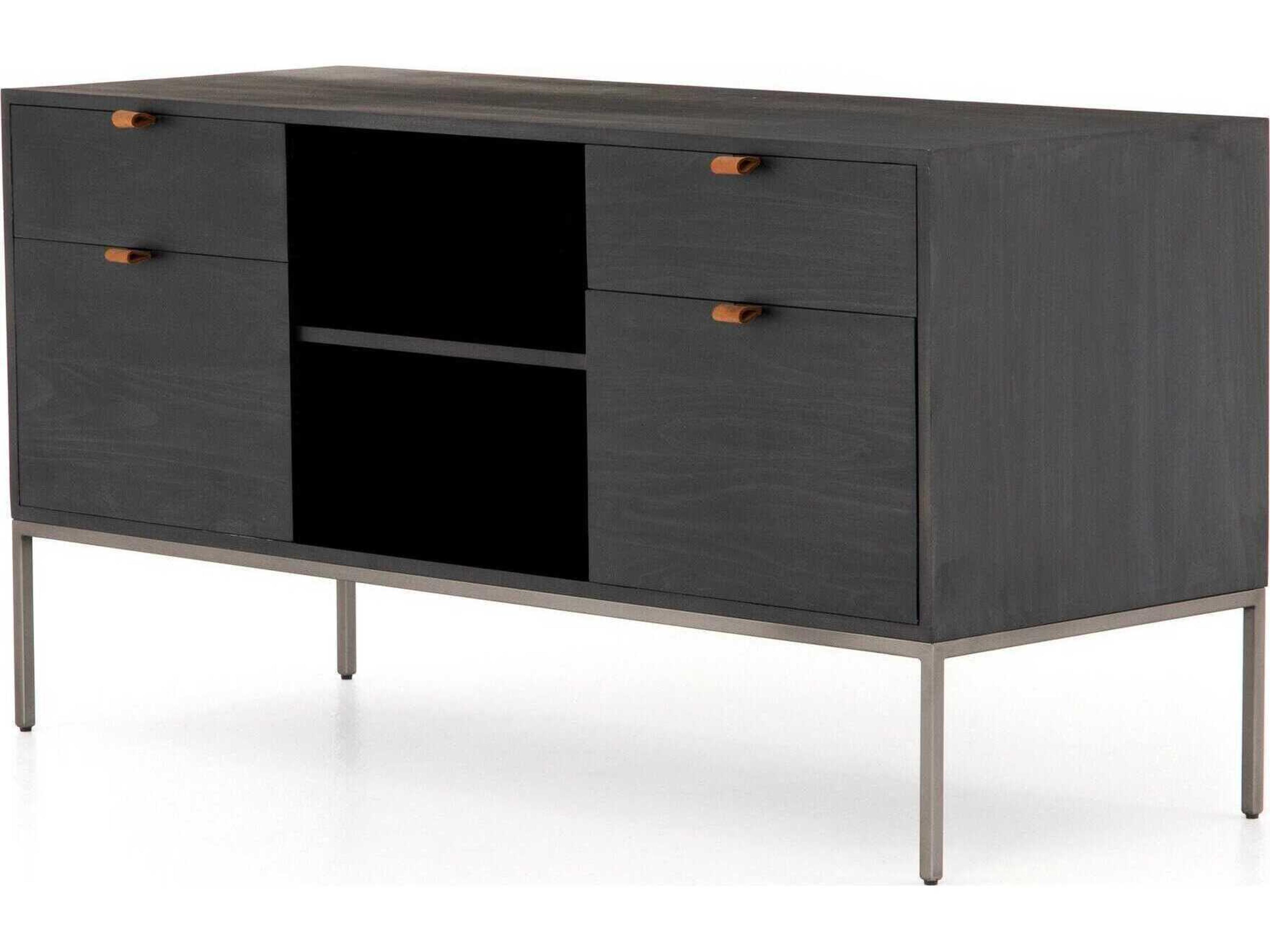 Fulton Trey Black Poplar Wood Credenza Desk