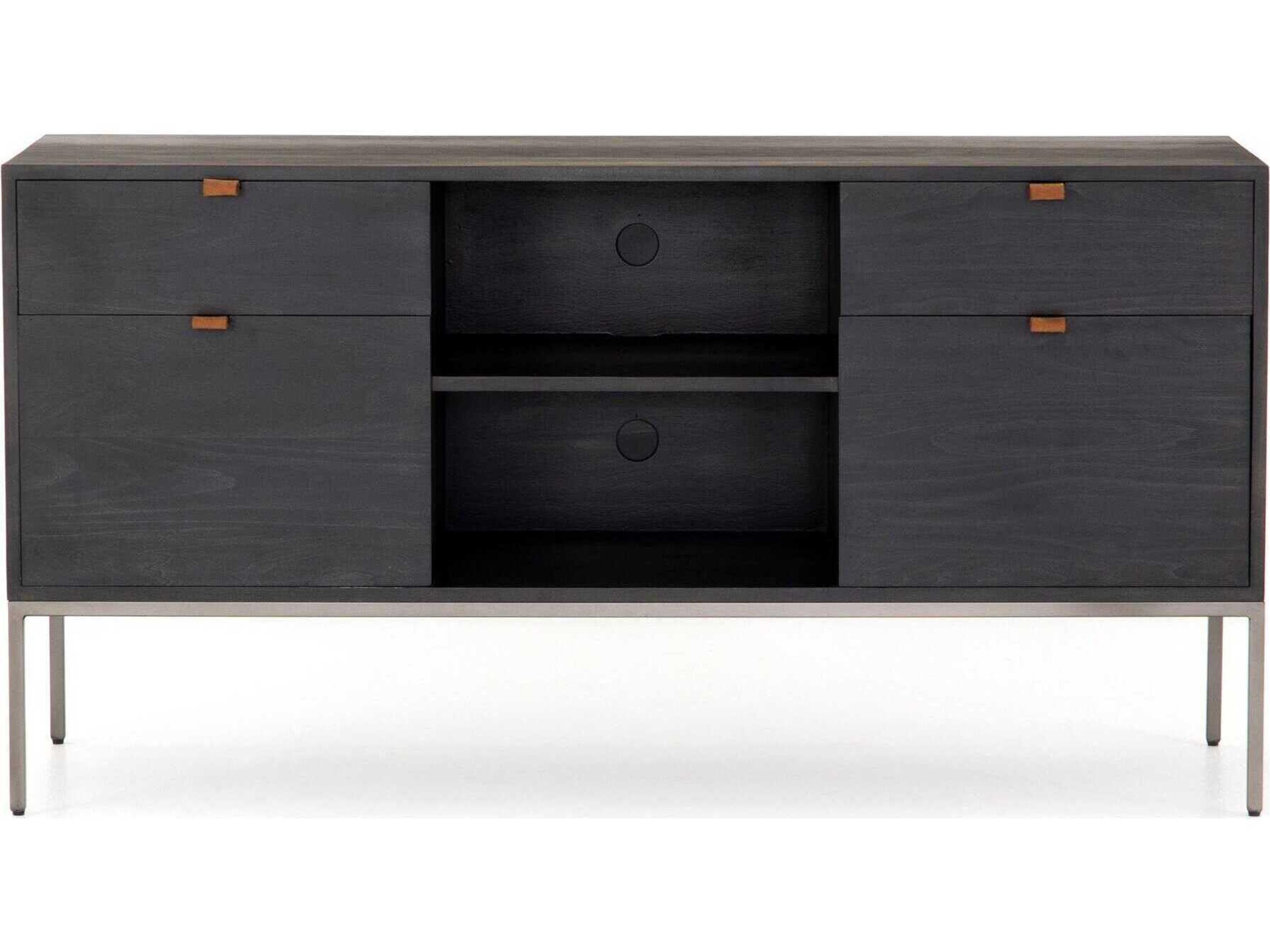 Four Hands Fulton Trey Black Poplar Wood Credenza Desk