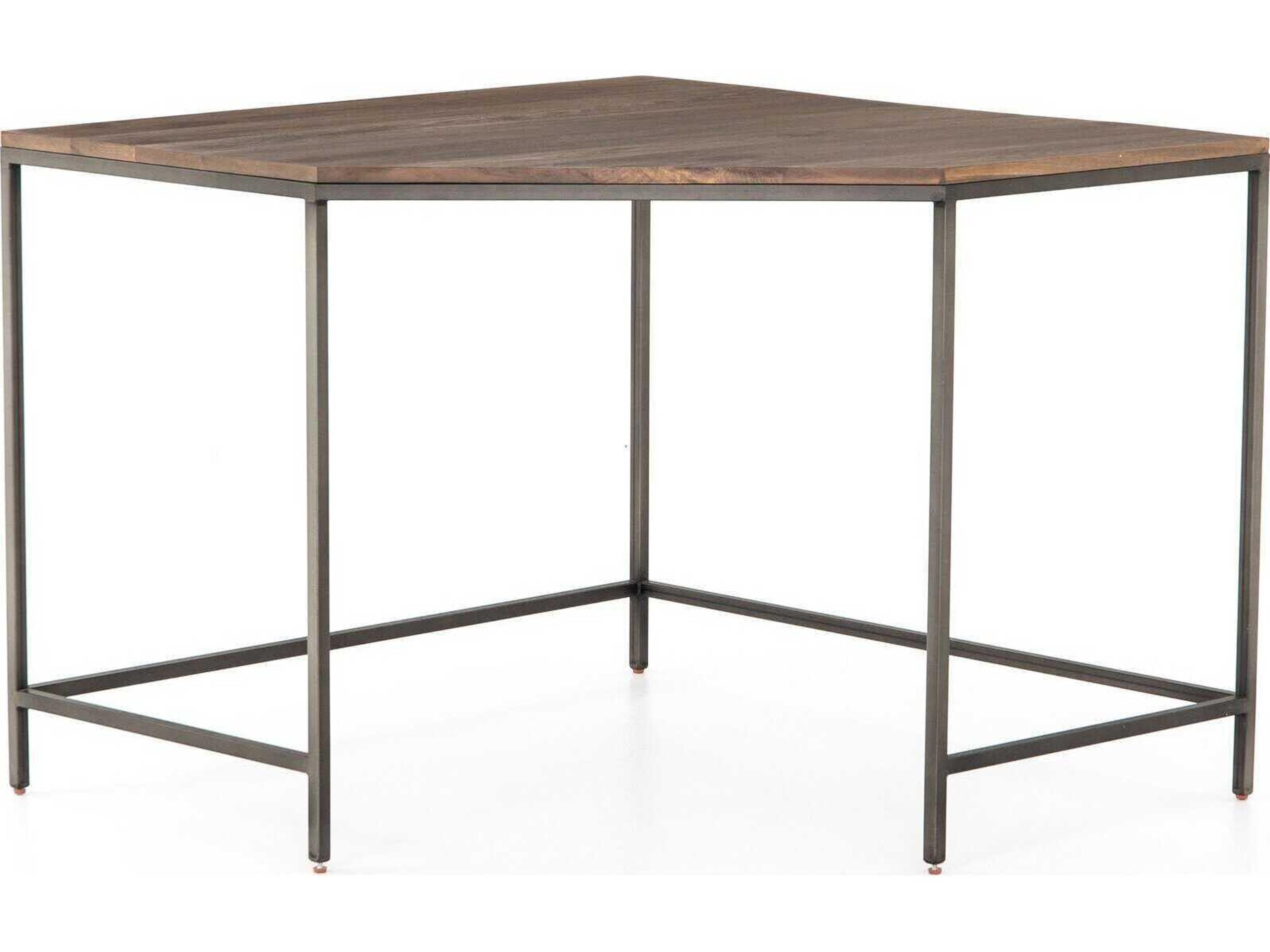 Four Hands Fulton Trey Natural Iron Auburn Poplar Brown Wood Corner Desk