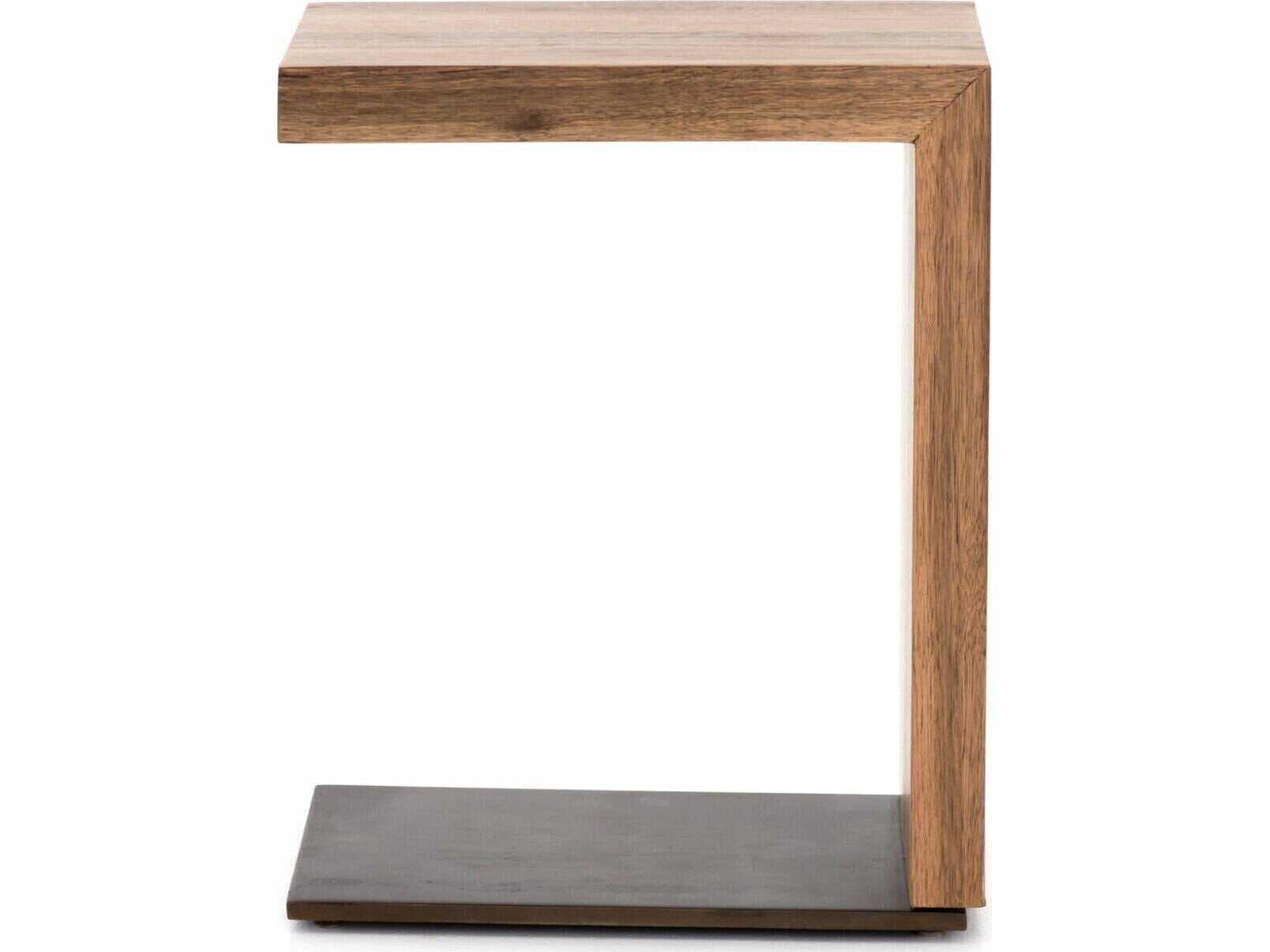Four Hands Wesson Hudson Rectangular Wood Bronzed Iron Natural Yukas End Table