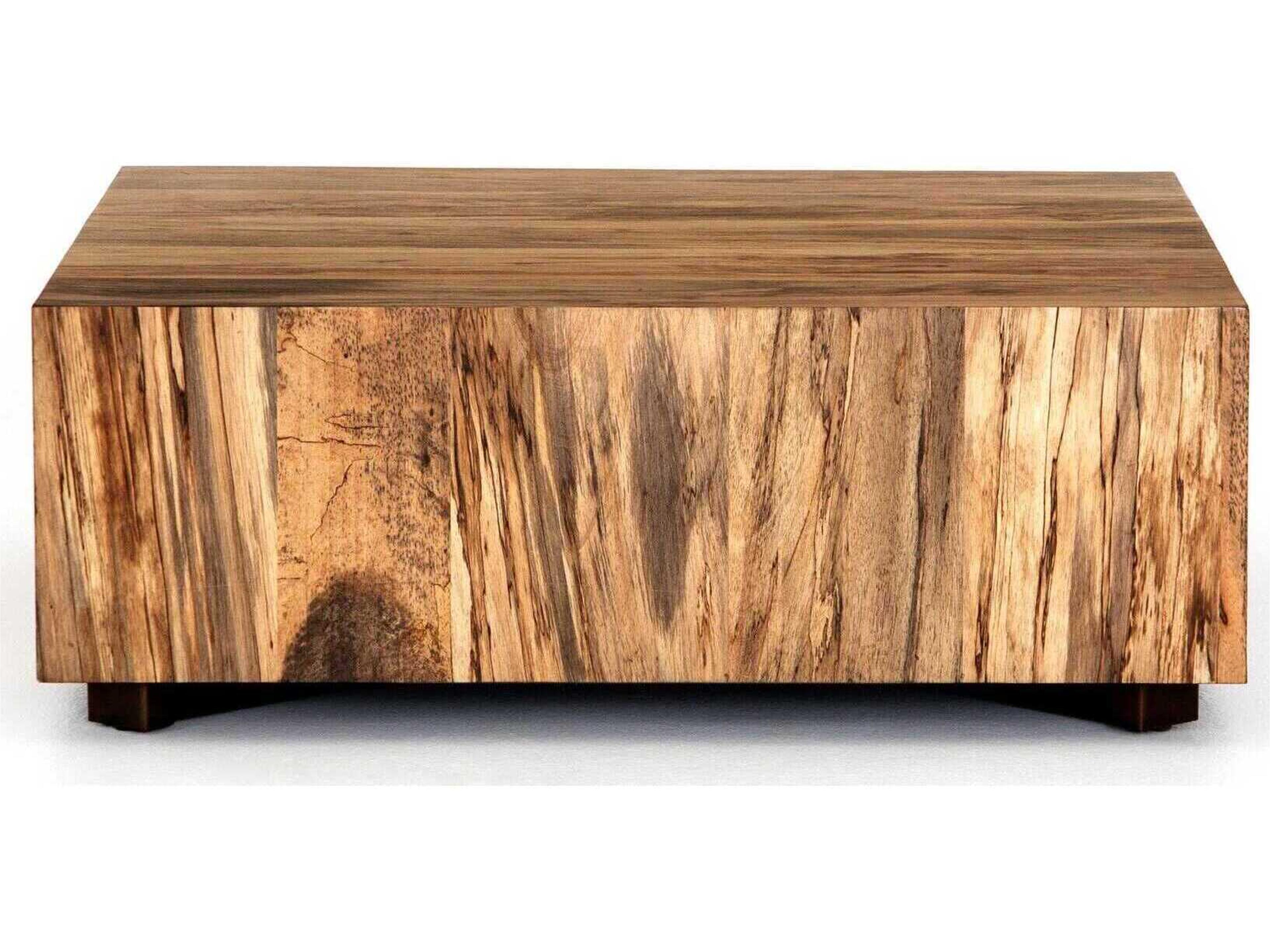 Luxecor Globetrotter Hudson Square Wood Spalted Primavera Oxidized Iron Coffee Table