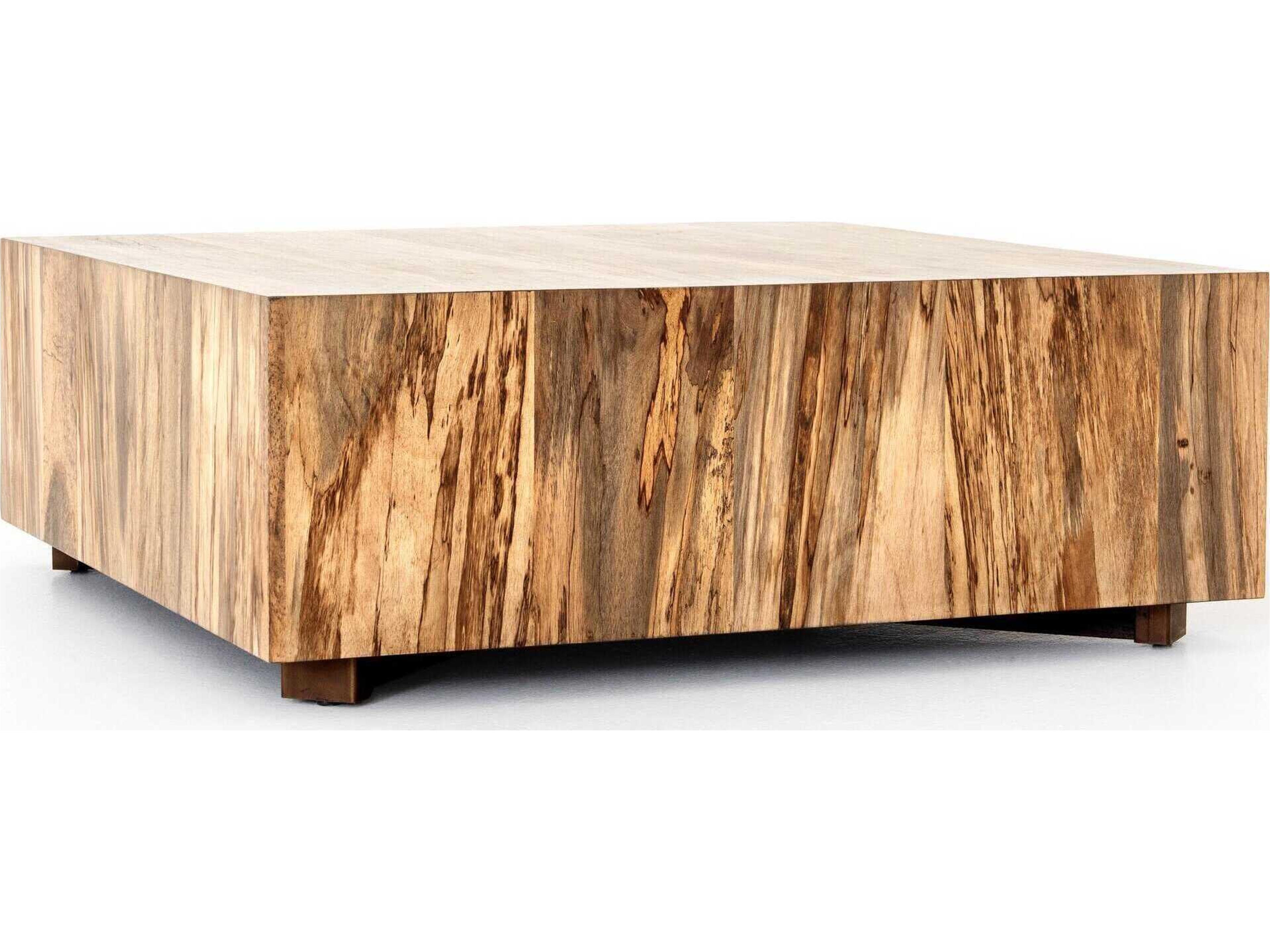 Luxecor Globetrotter Hudson Square Wood Spalted Primavera Oxidized Iron Coffee Table