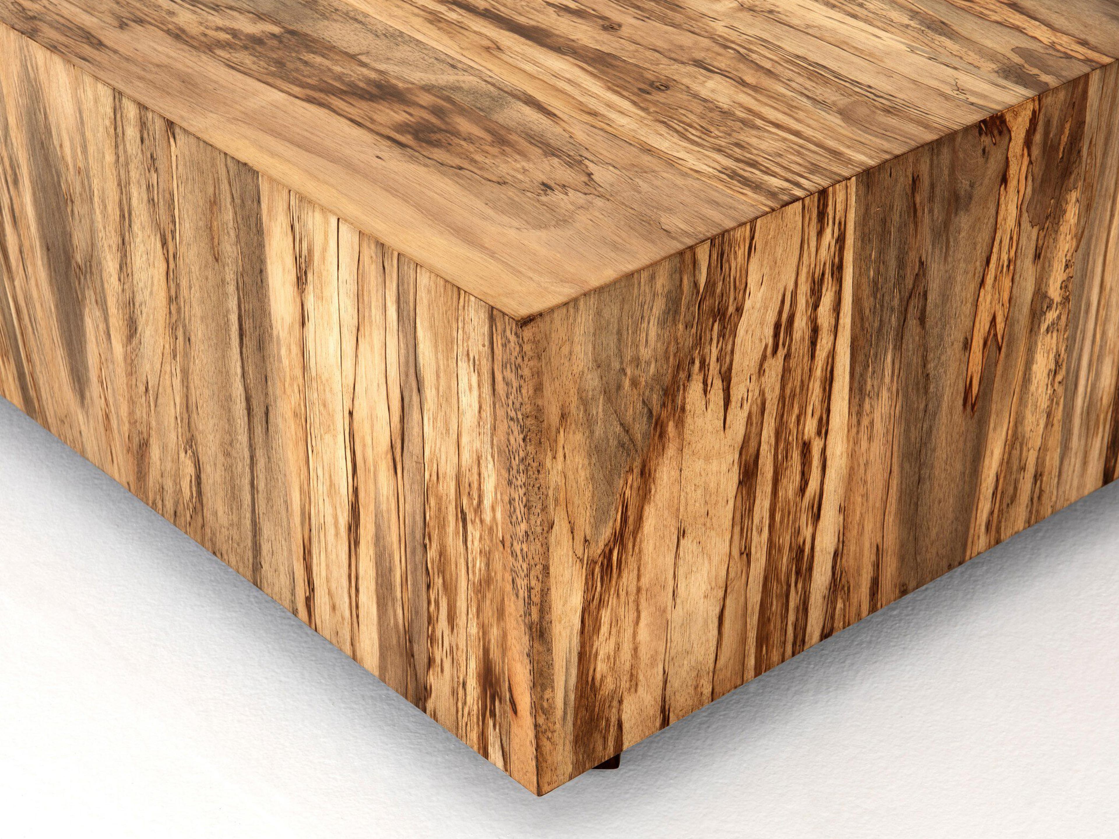 Luxecor Globetrotter Hudson Square Wood Spalted Primavera Oxidized Iron Coffee Table