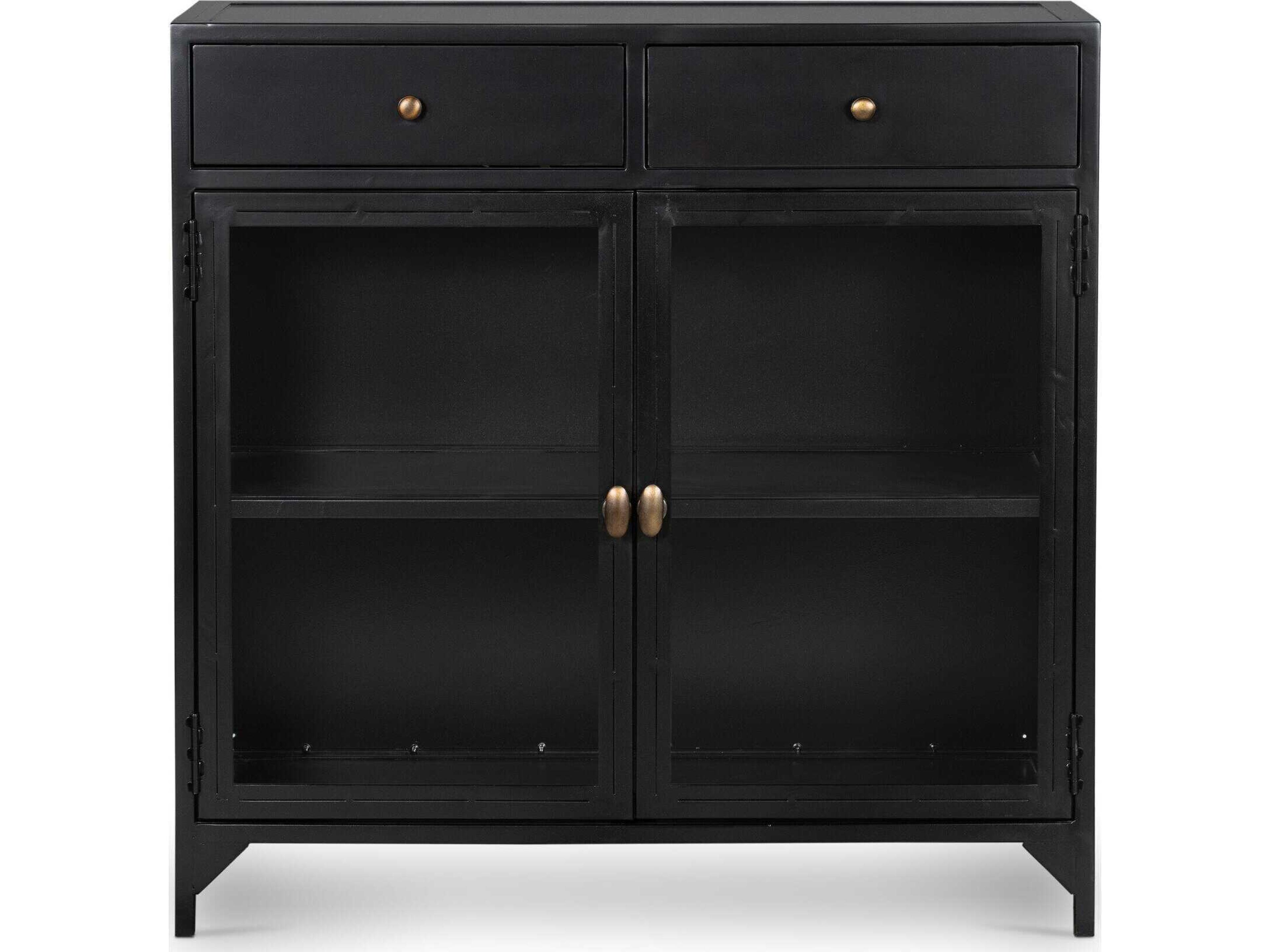 Luxecor Globetrotter Shadow Box 35" Black Tempered Glass Sideboard