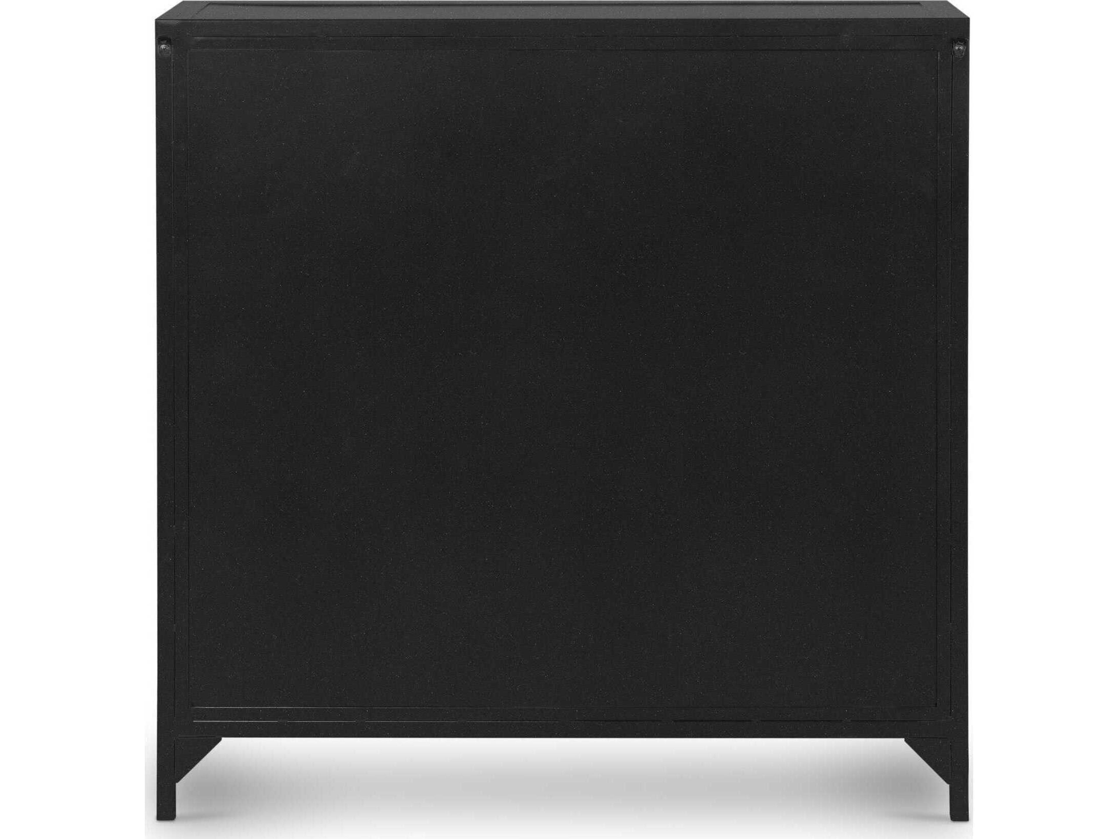 Luxecor Globetrotter Shadow Box 35" Black Tempered Glass Sideboard