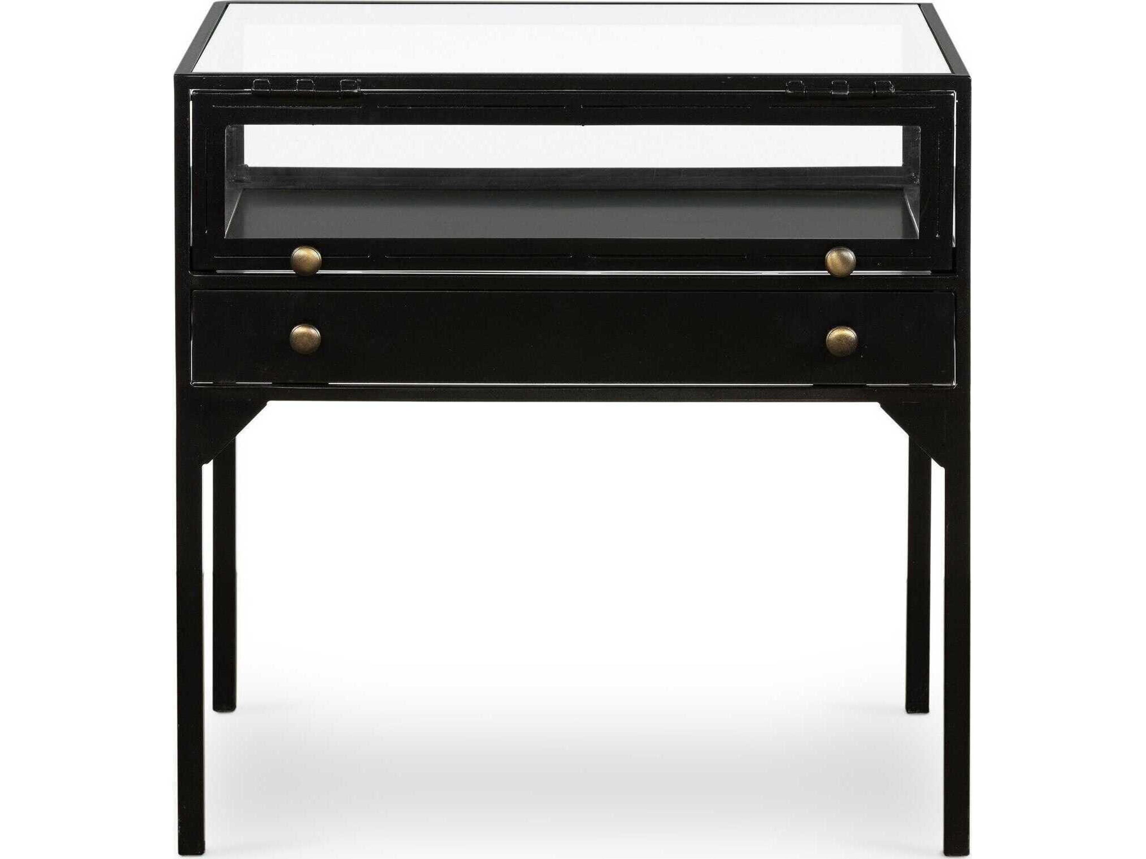 Four Hands Belmont Shadow Box Square Glass End Table
