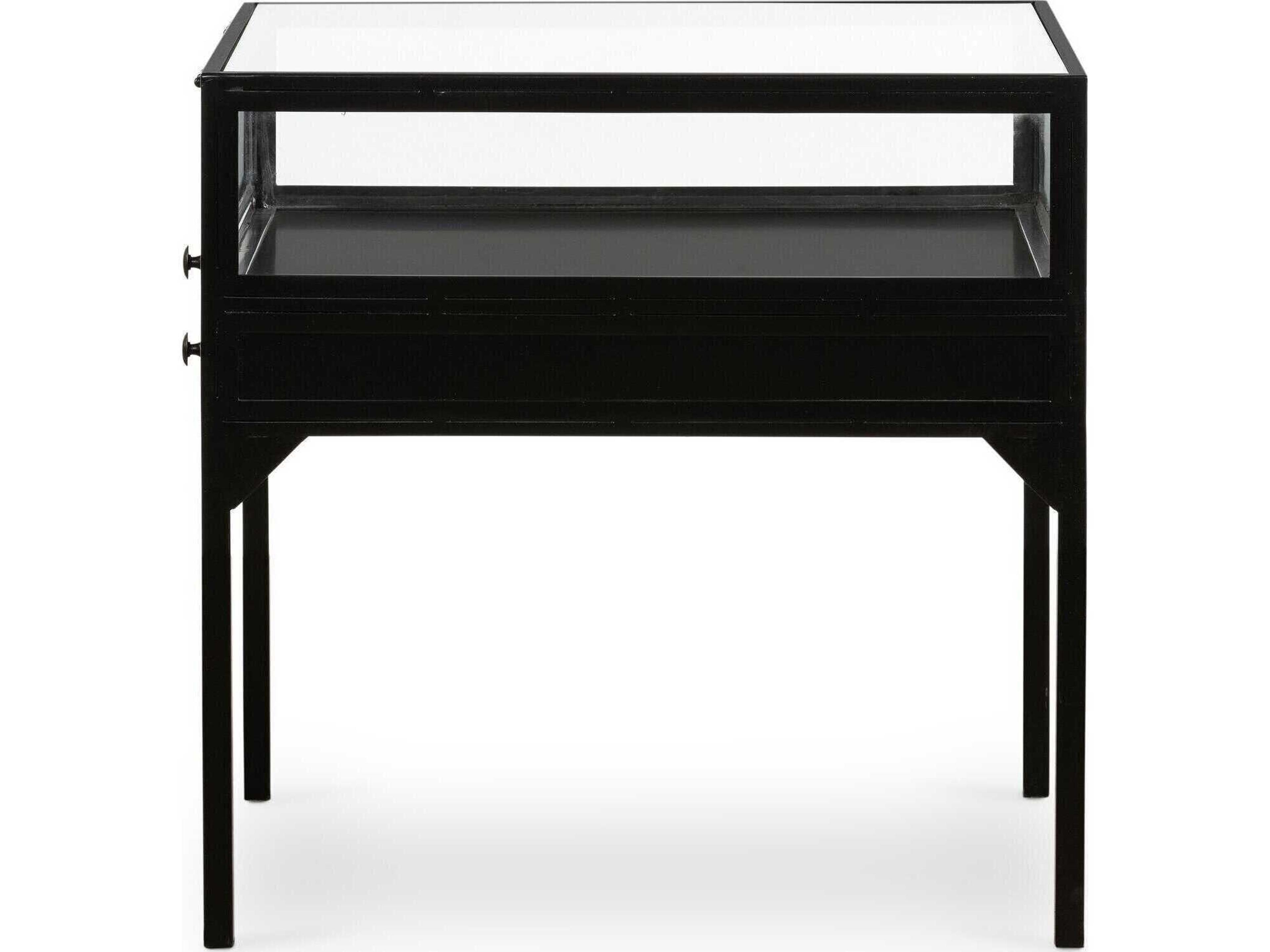Four Hands Belmont Shadow Box Square Glass End Table