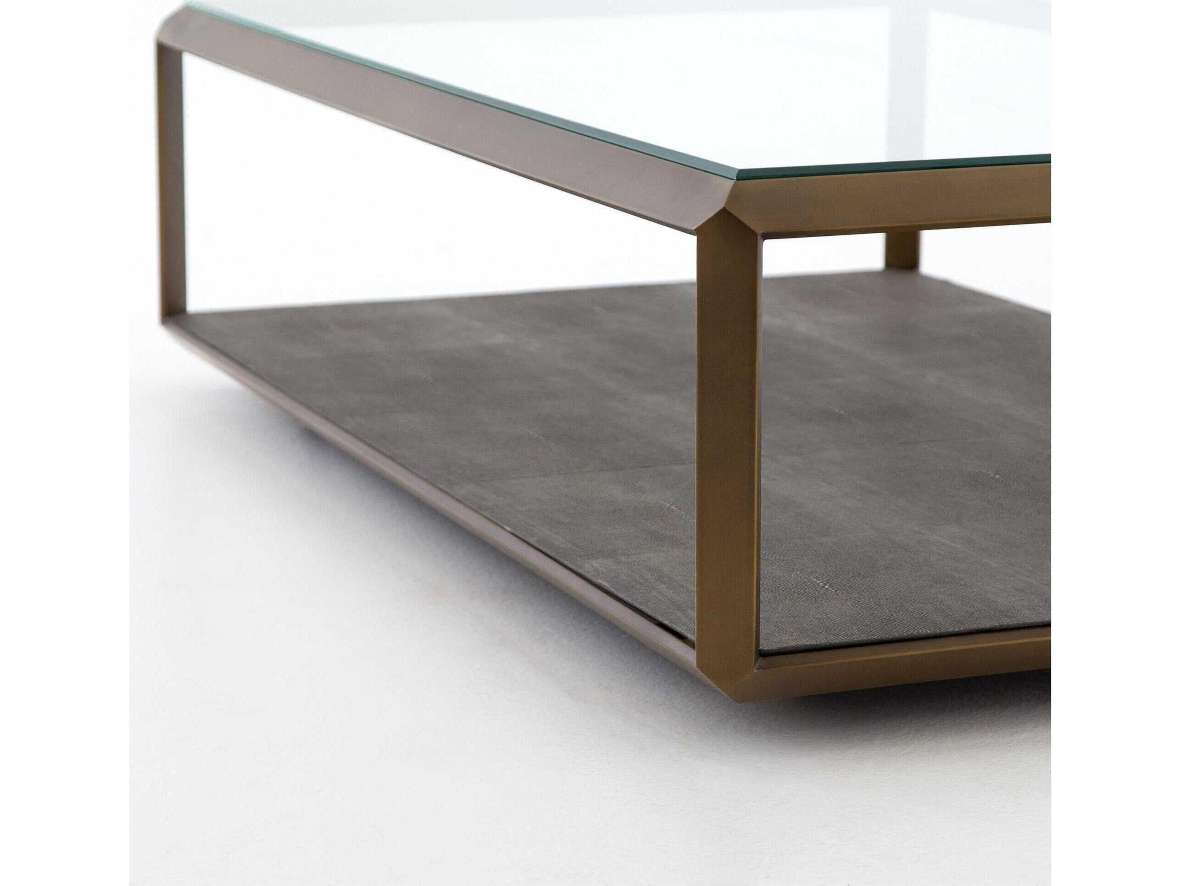 Four Hands Bentley Shagreen Brass Shadow Box Coffee Table