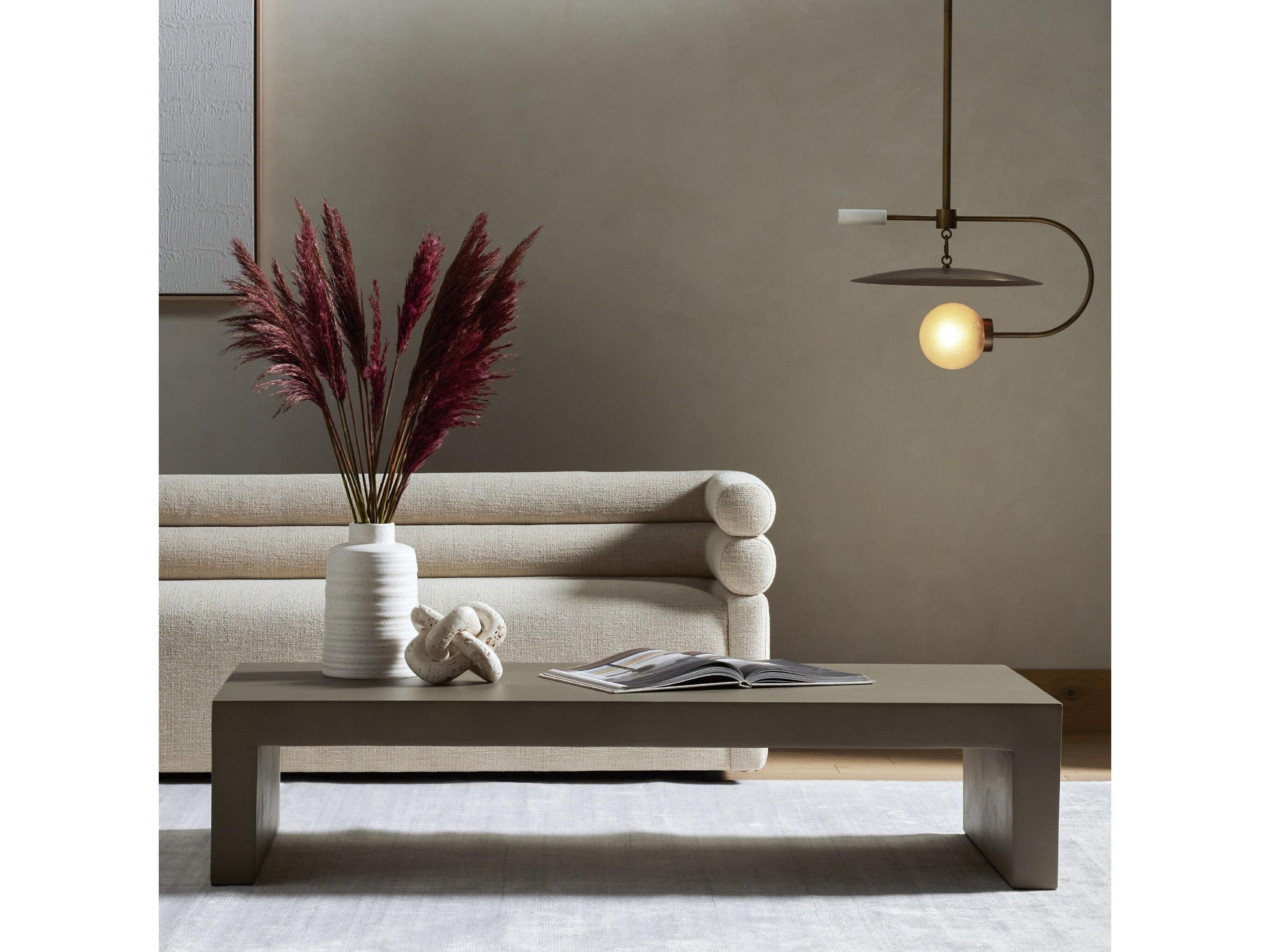 Four Hands Bina Parish Rectangular Grey Concrete Coffee Table