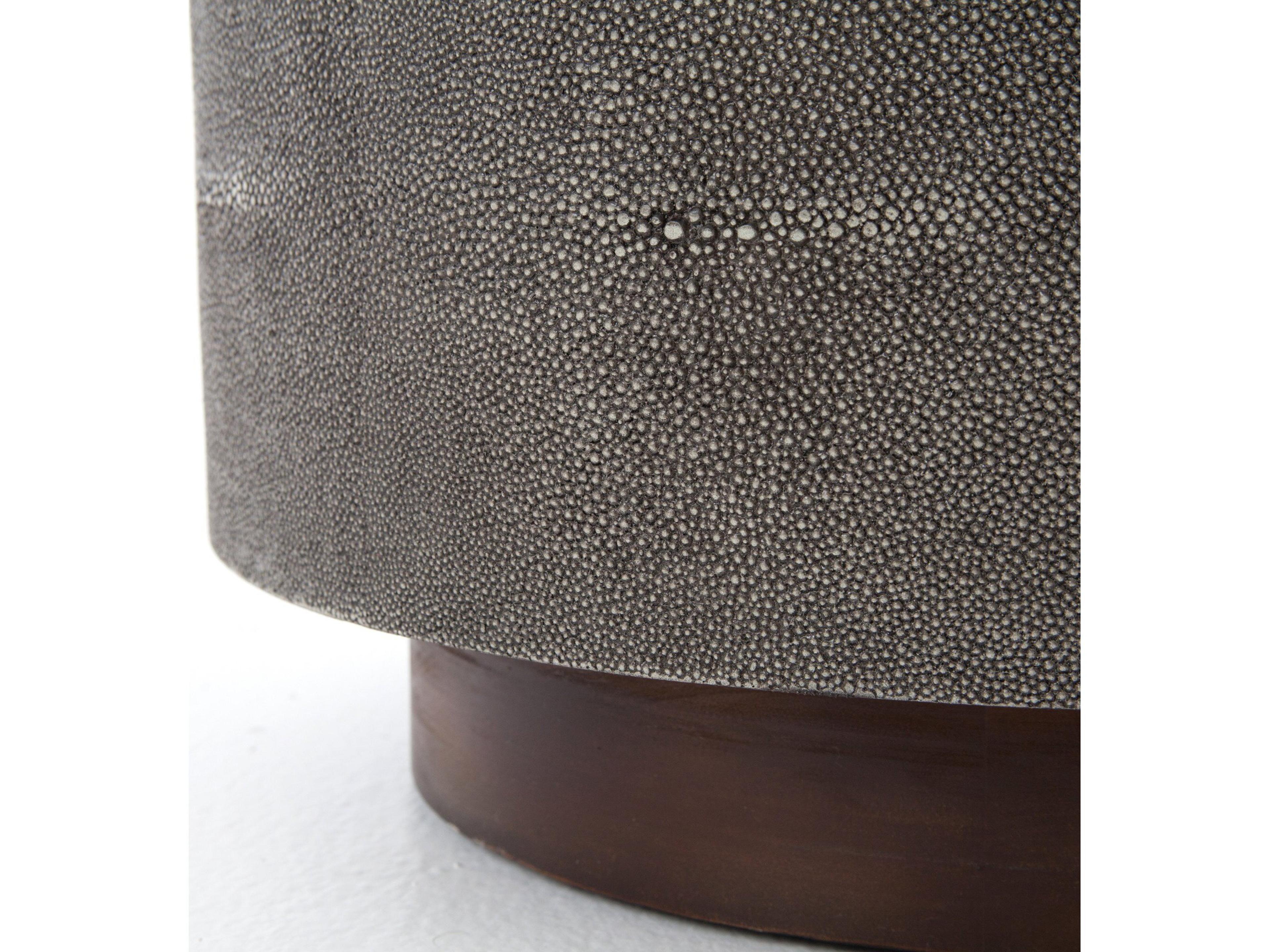 Four Hands Bina Crosby Round Wood Charcoal Shagreen Natural Peroba End Table