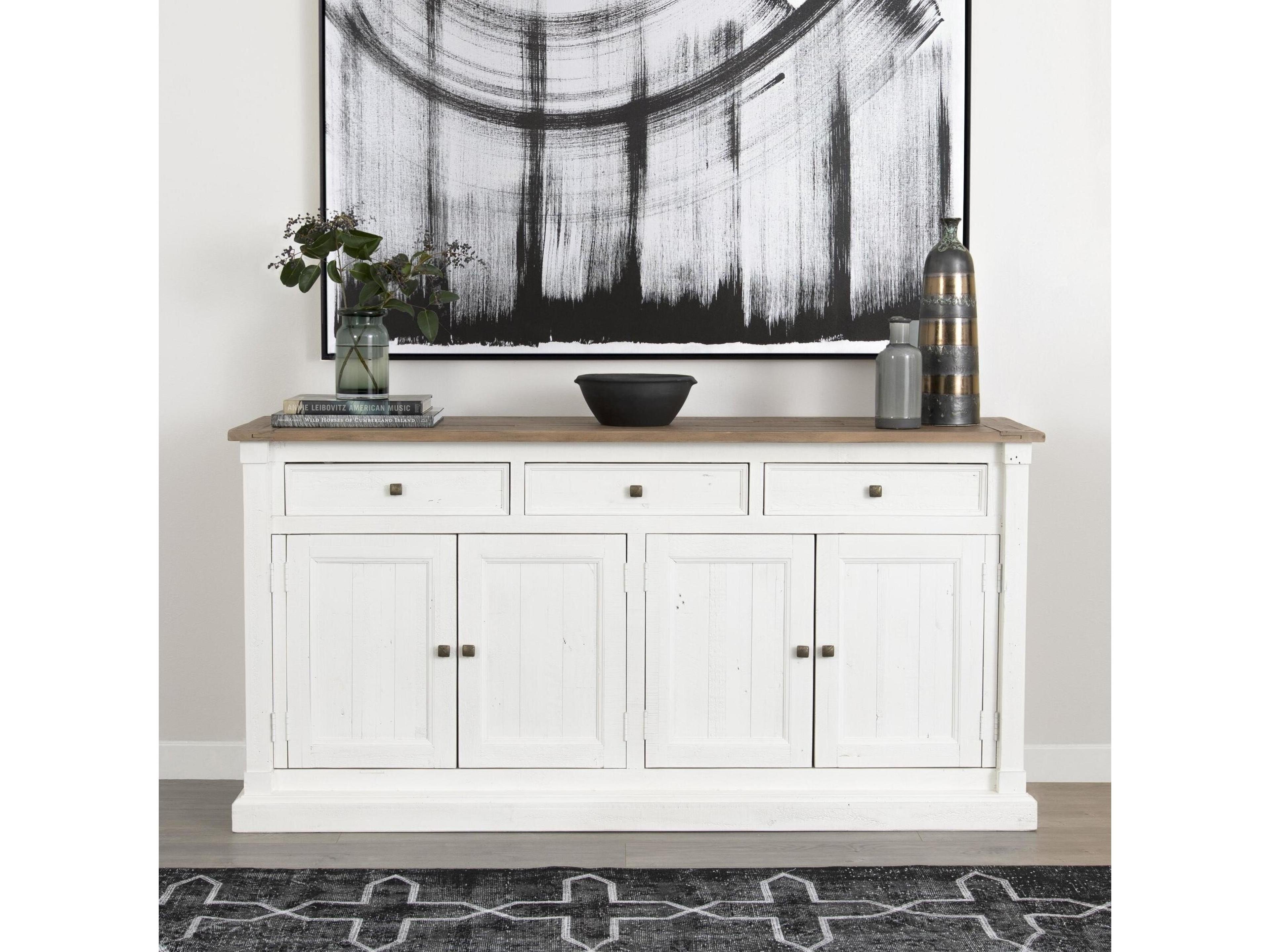 Four Hands Reclaimed Cintra 70" Limestone White Driftwood Natural Sideboard