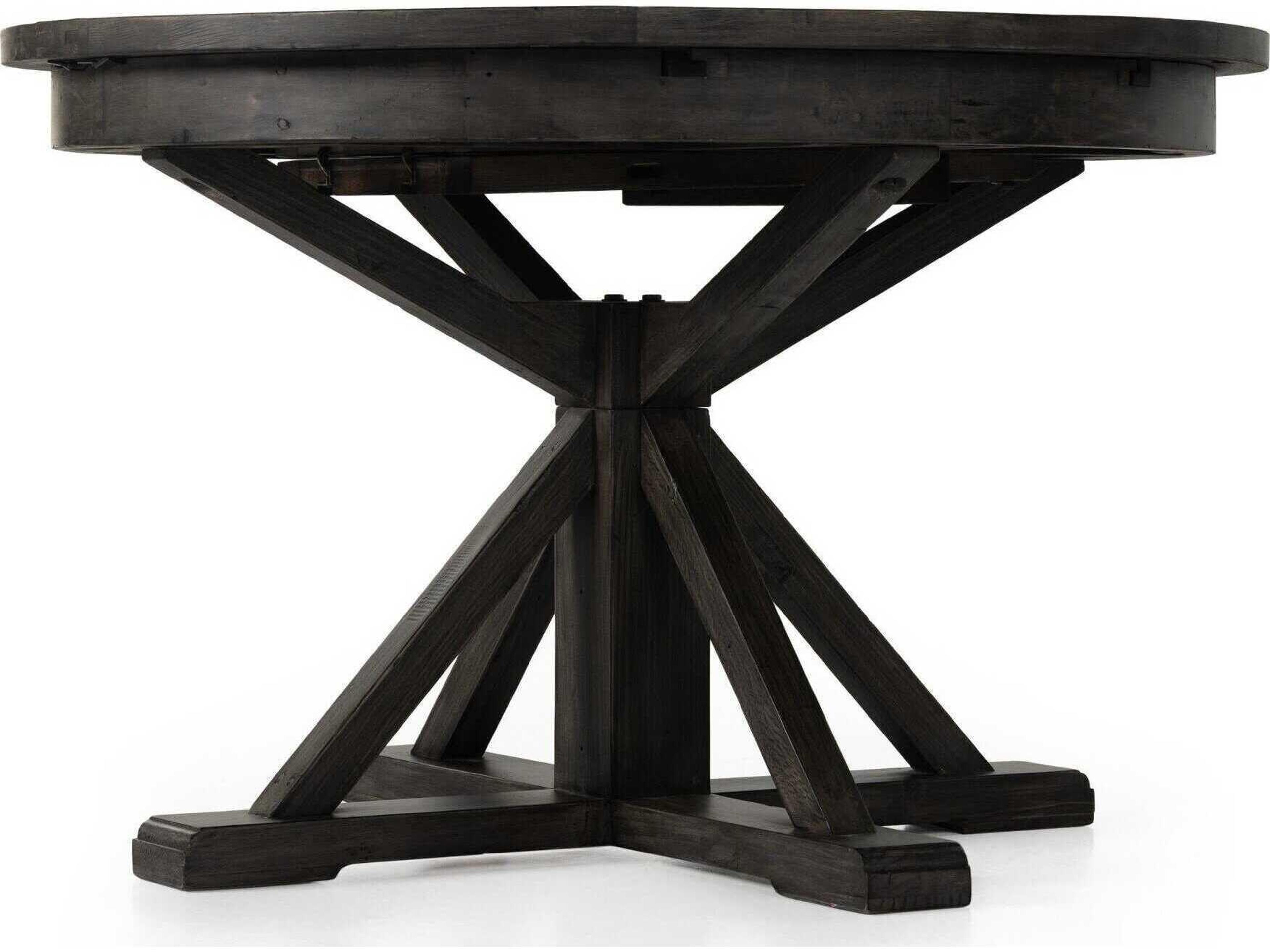 Luxecor Globetrotter Cintra Extendable Round Wood Rustic Black Olive Dining Table