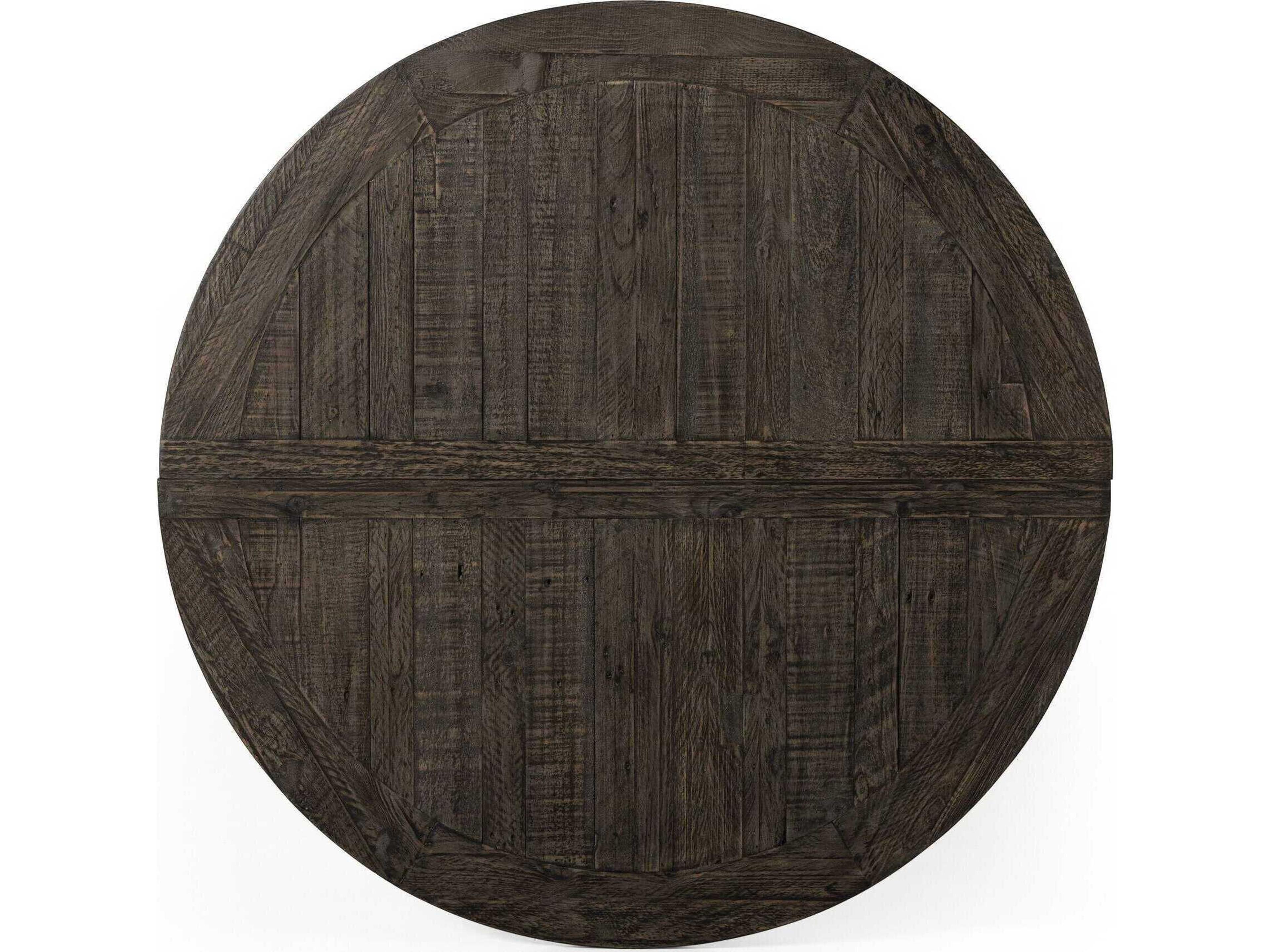 Luxecor Globetrotter Cintra Extendable Round Wood Rustic Black Olive Dining Table