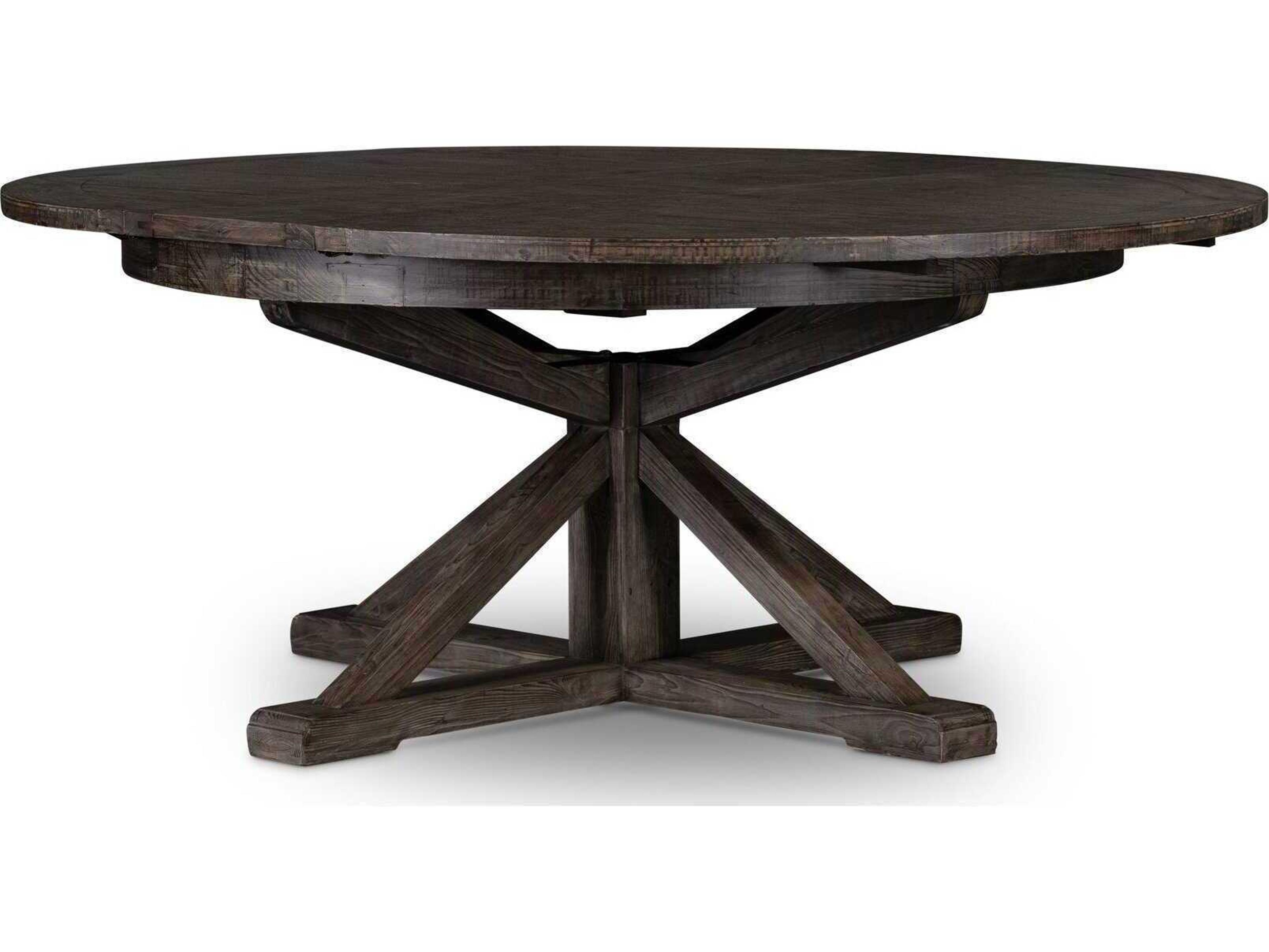 Luxecor Globetrotter Extendable Round Wood Rustic Black Olive Dining Table