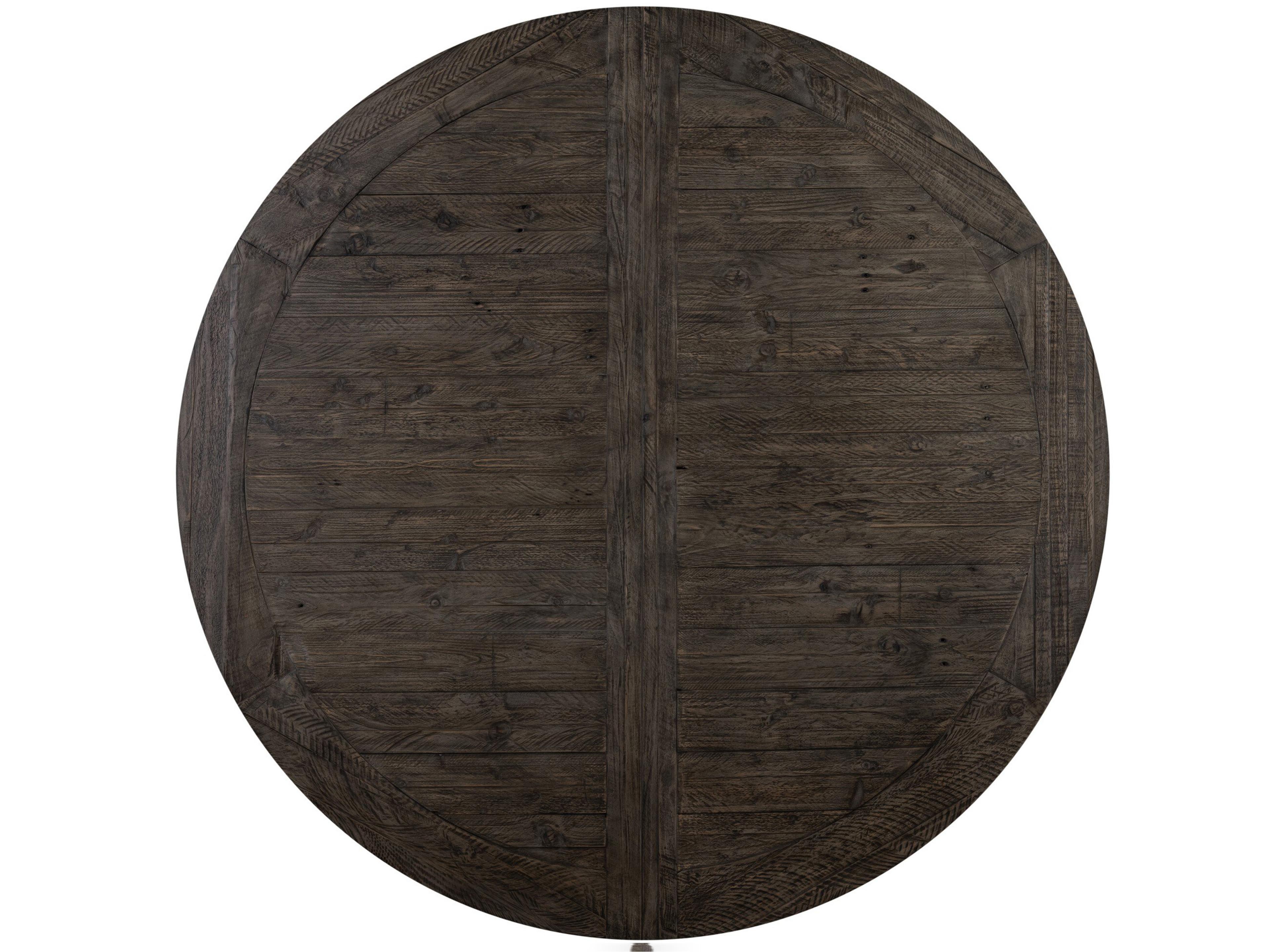 Luxecor Globetrotter Extendable Round Wood Rustic Black Olive Dining Table