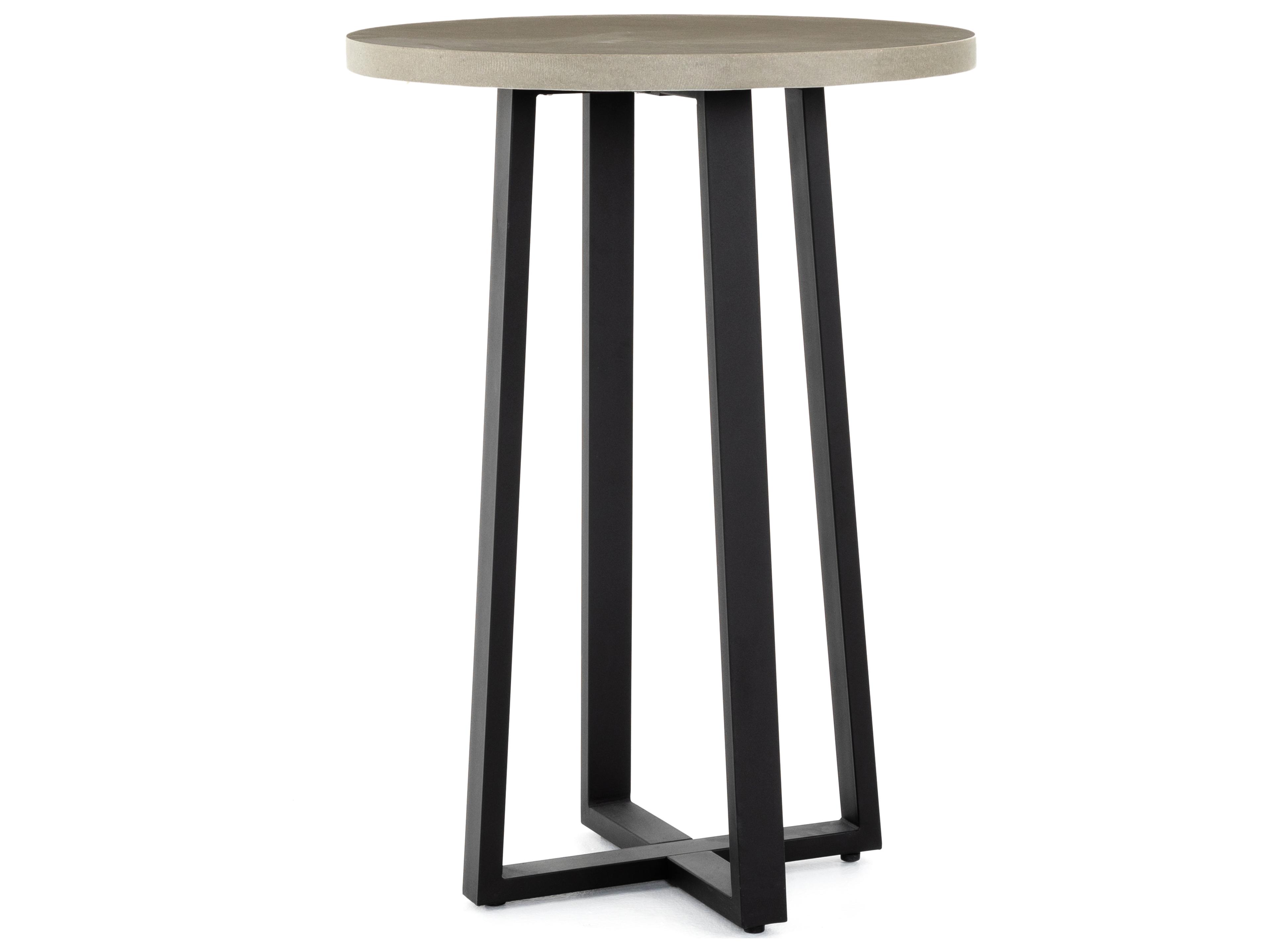 Four Hands Constantine Black Light Grey Round Stone Bar Table