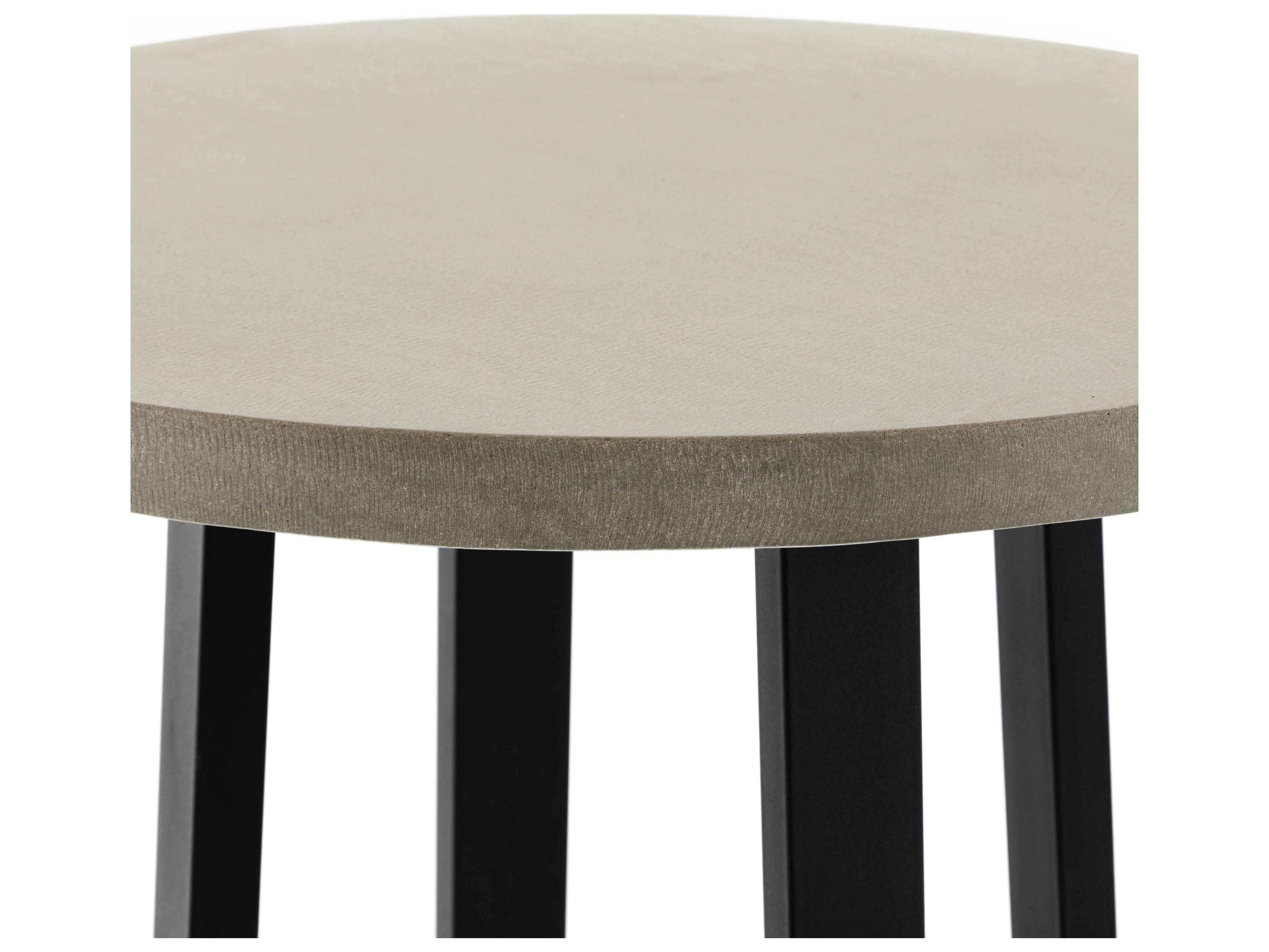 Four Hands Constantine Black Light Grey Round Stone Bar Table