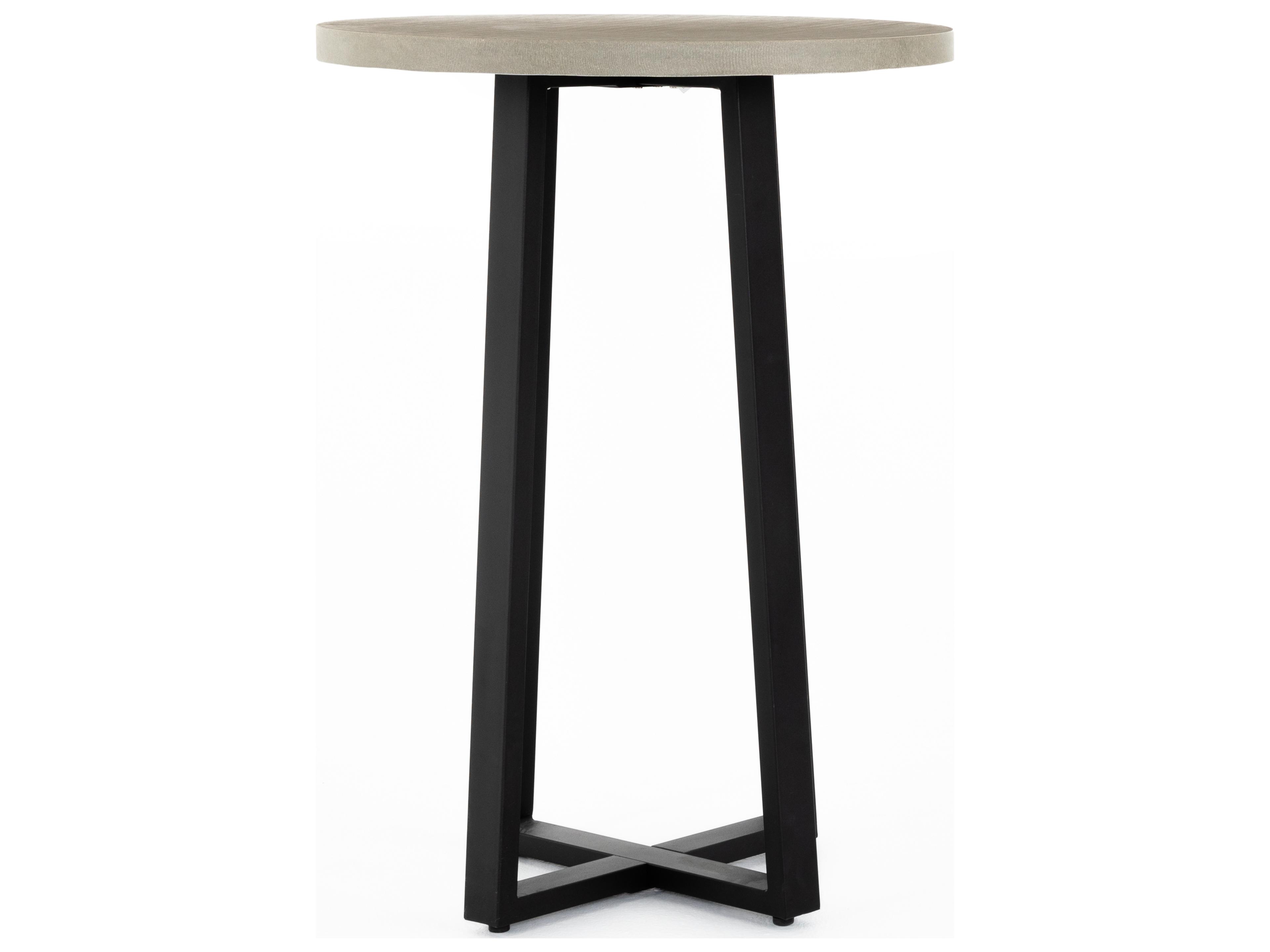 Four Hands Constantine Black Light Grey Round Stone Bar Table