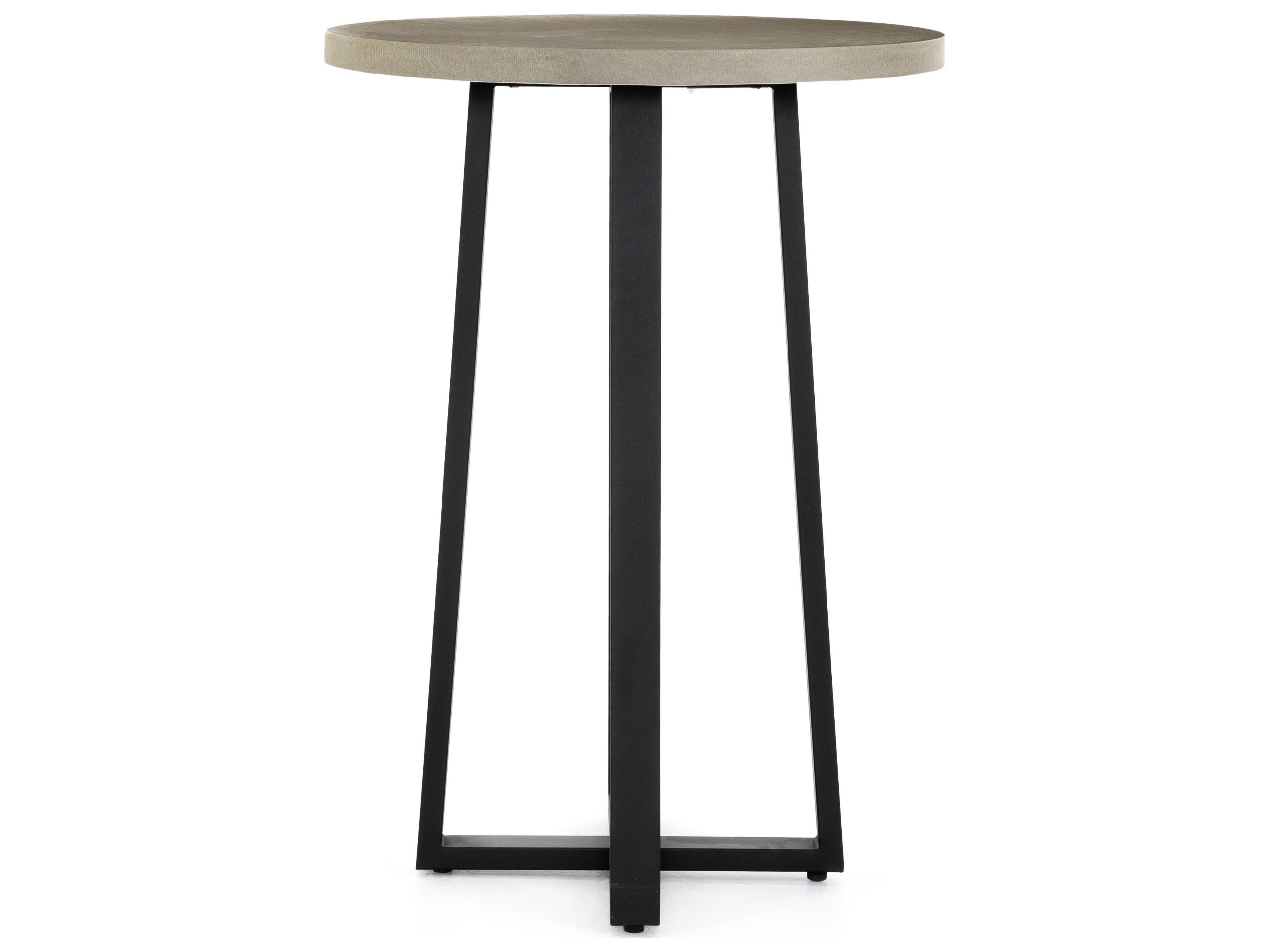 Four Hands Constantine Black Light Grey Round Stone Bar Table