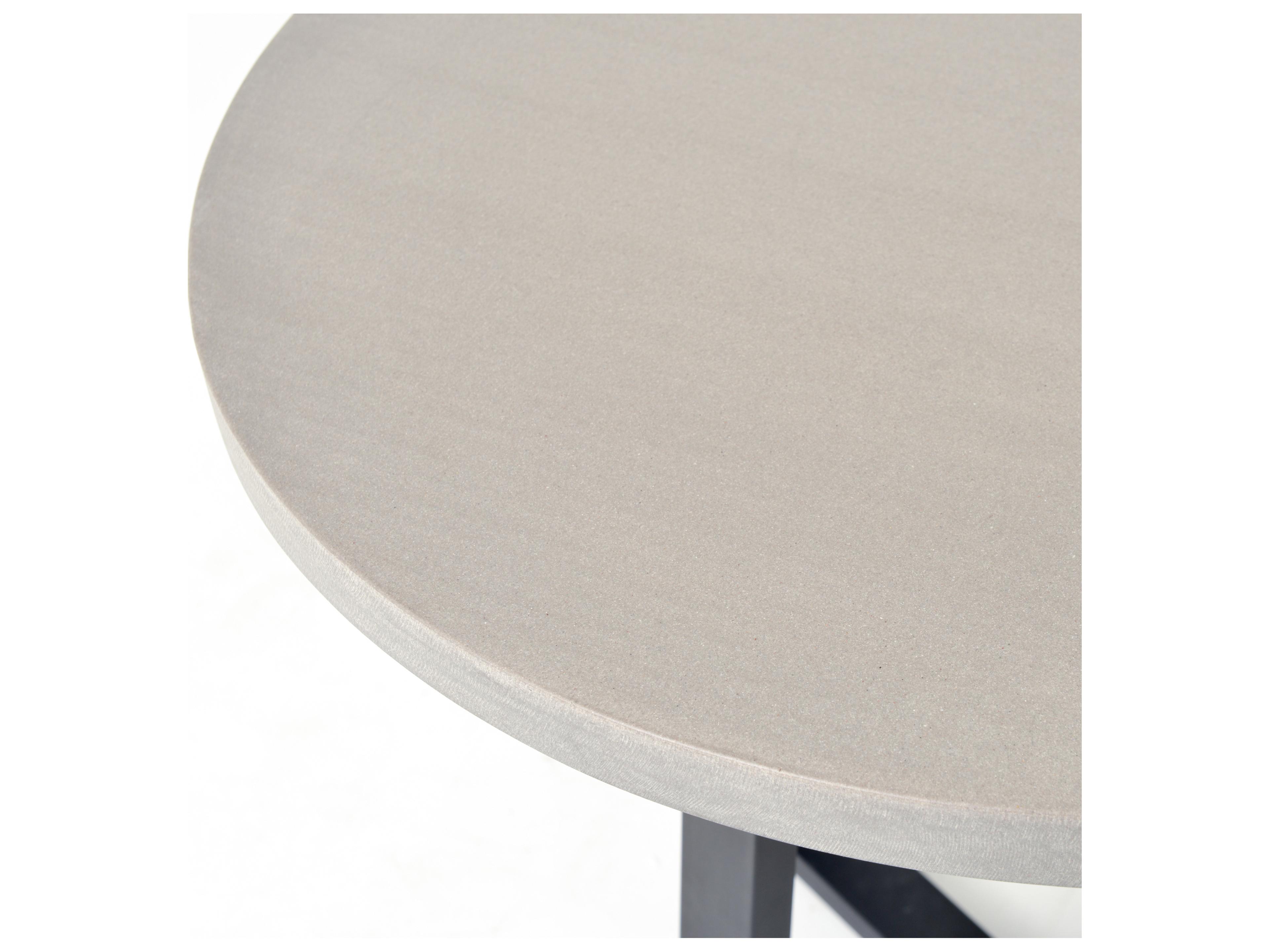 Four Hands Constantine Cyrus Round Stone Black Light Grey Dining Table