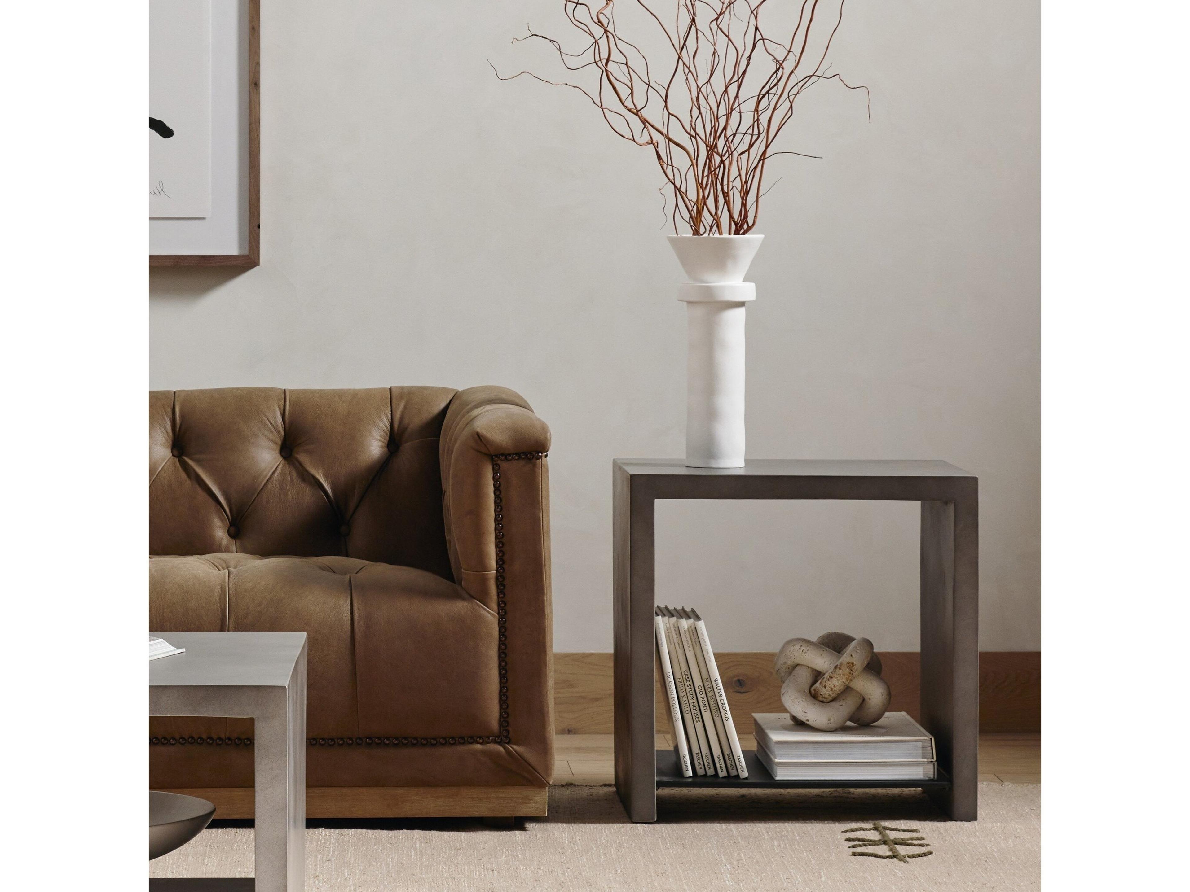 Four Hands Everett Hugo Rectangular Concrete End Table