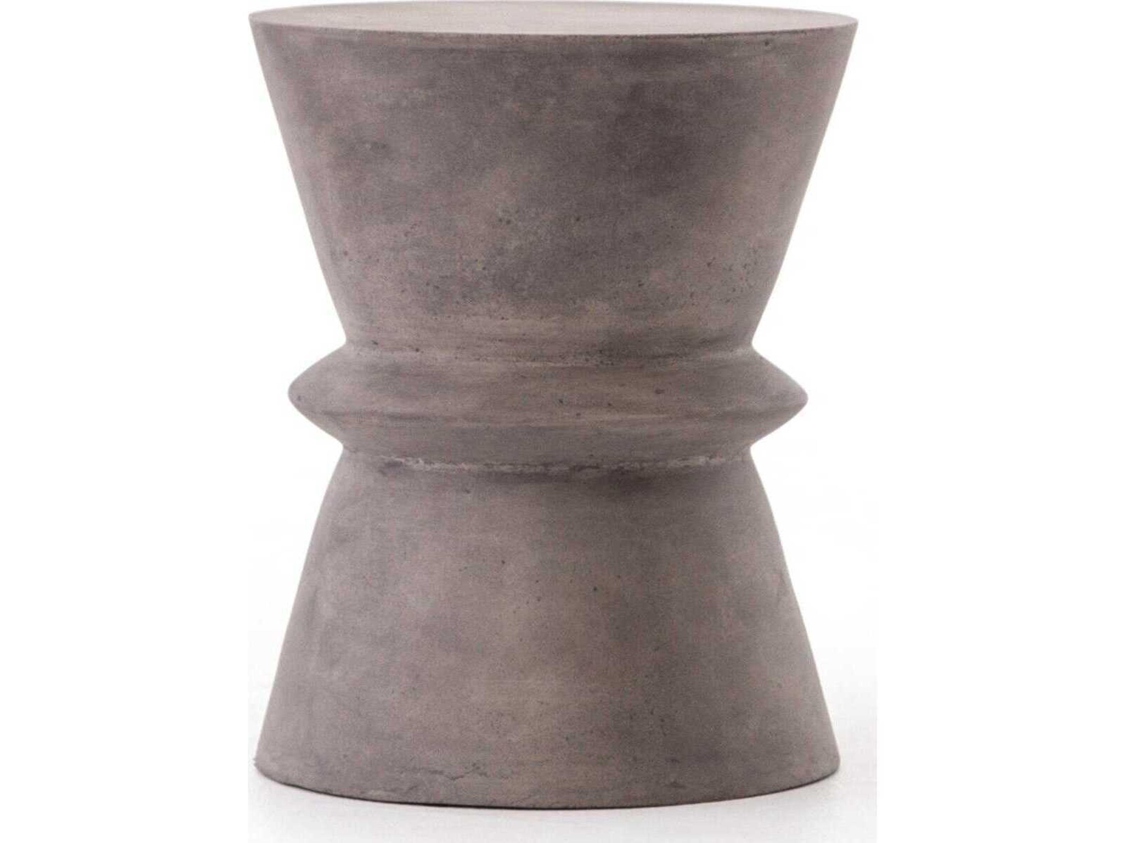 Everett Lina Round End Table Dark Grey Concrete