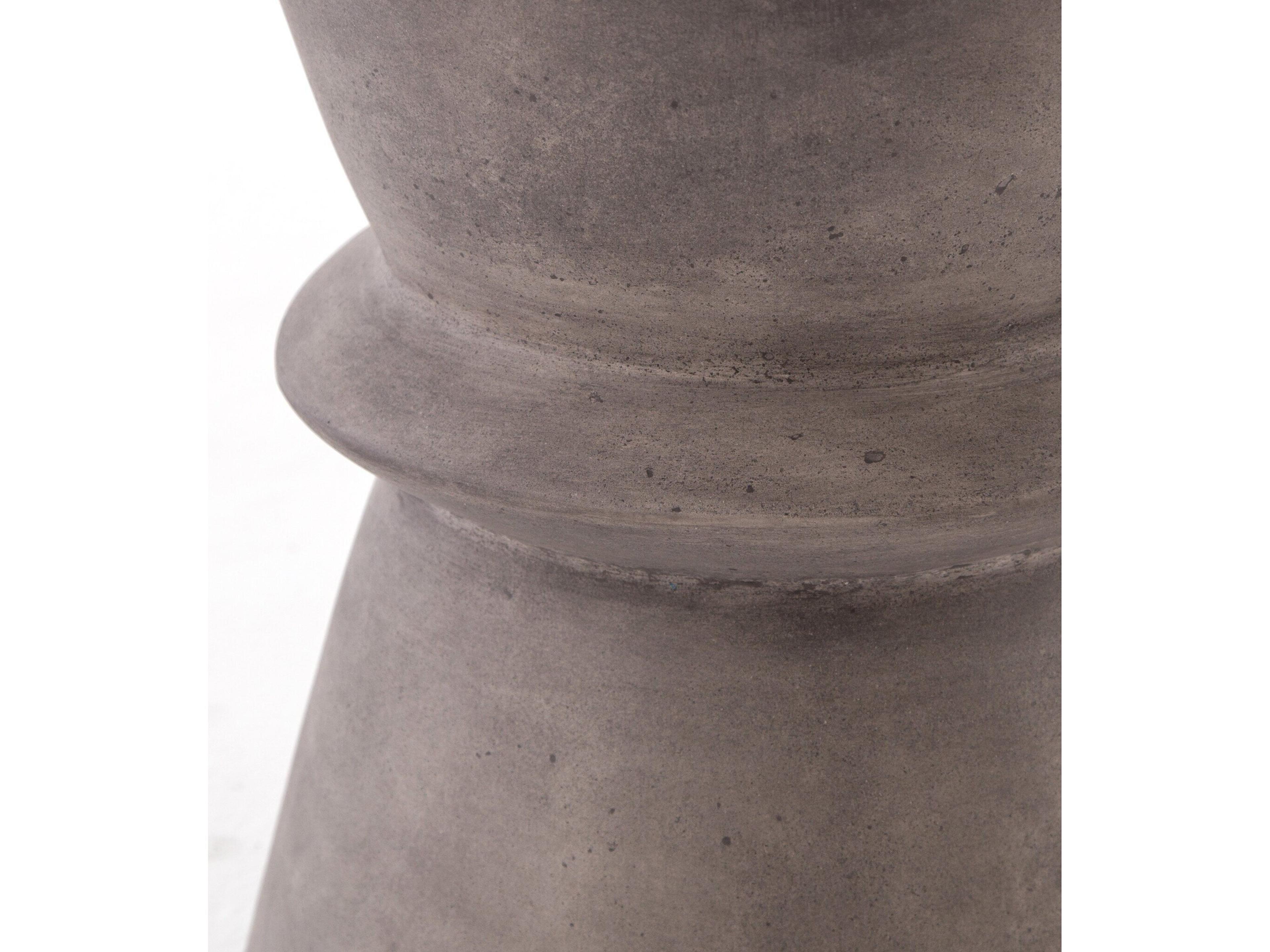 Four Hands Everett Lina Round Concrete Dark Grey End Table