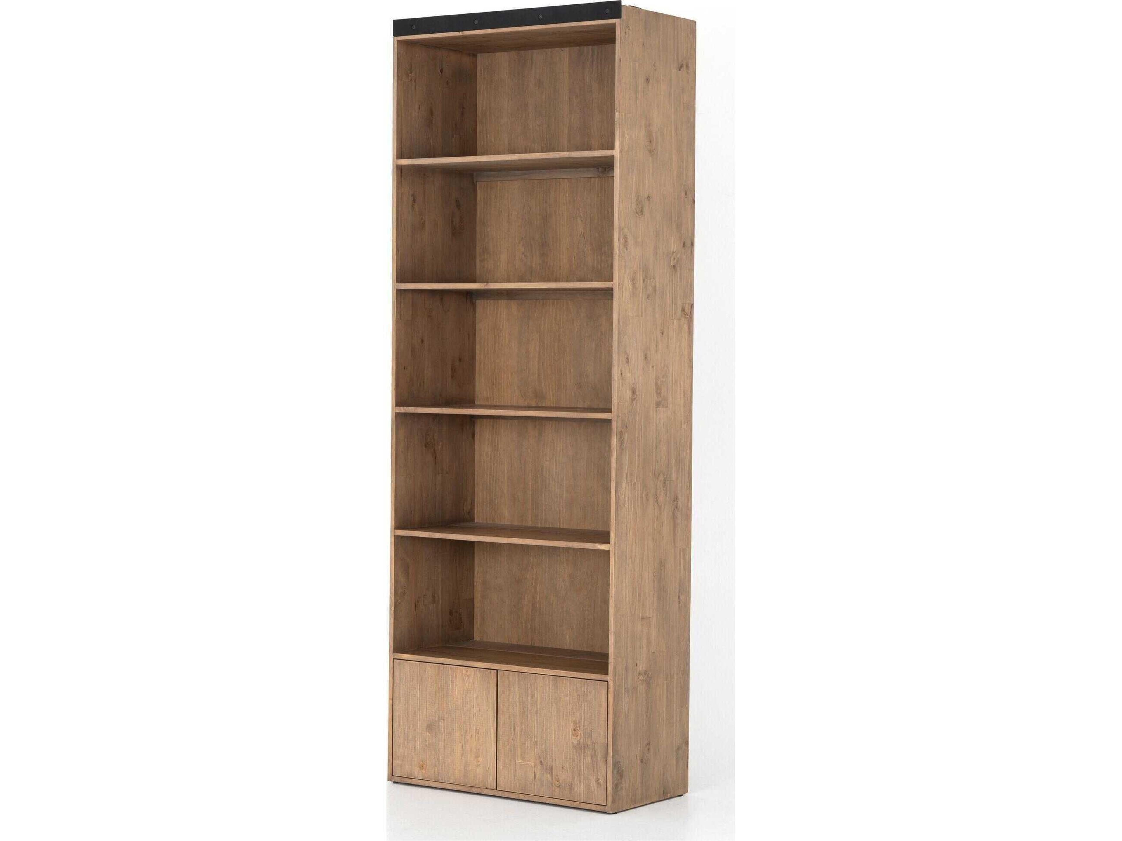 Haiden Smoked Pine Black Iron Bookcase