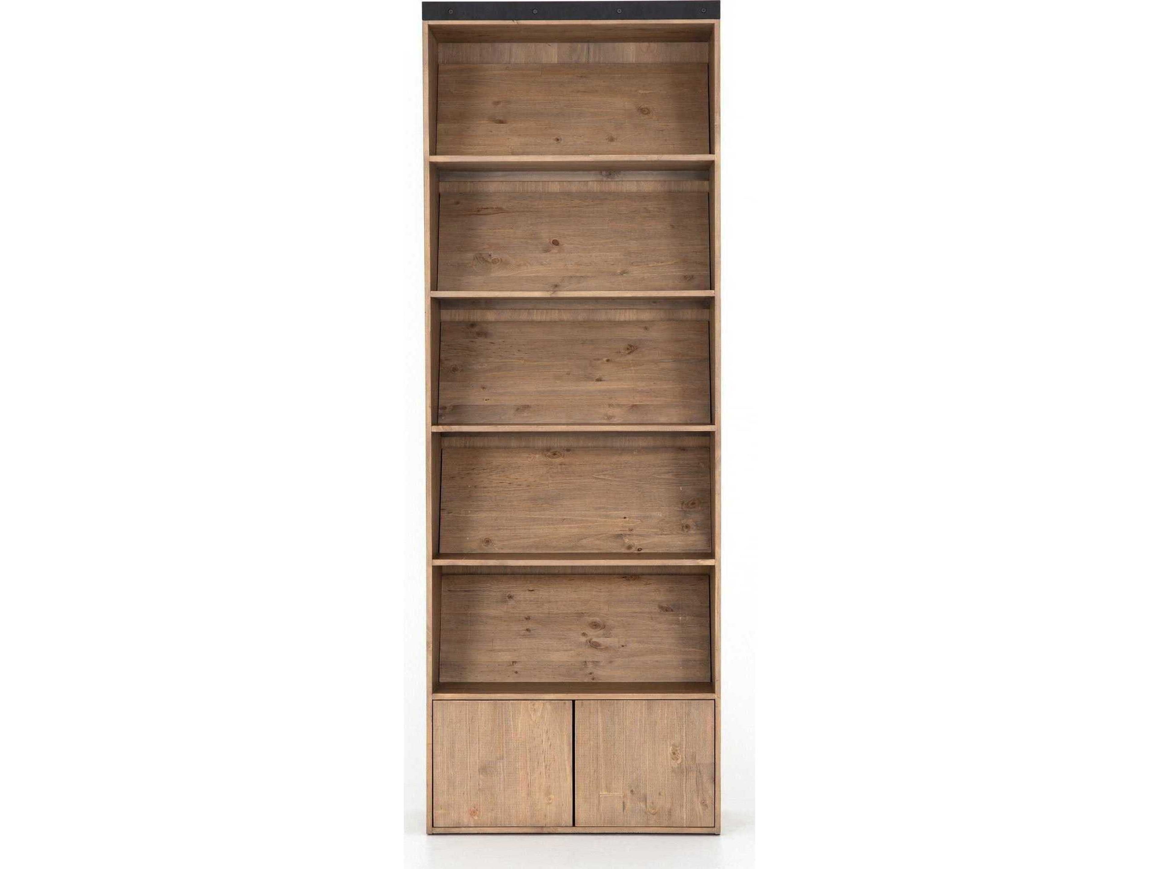 Four Hands Haiden Smoked Pine Black Iron Bookcase