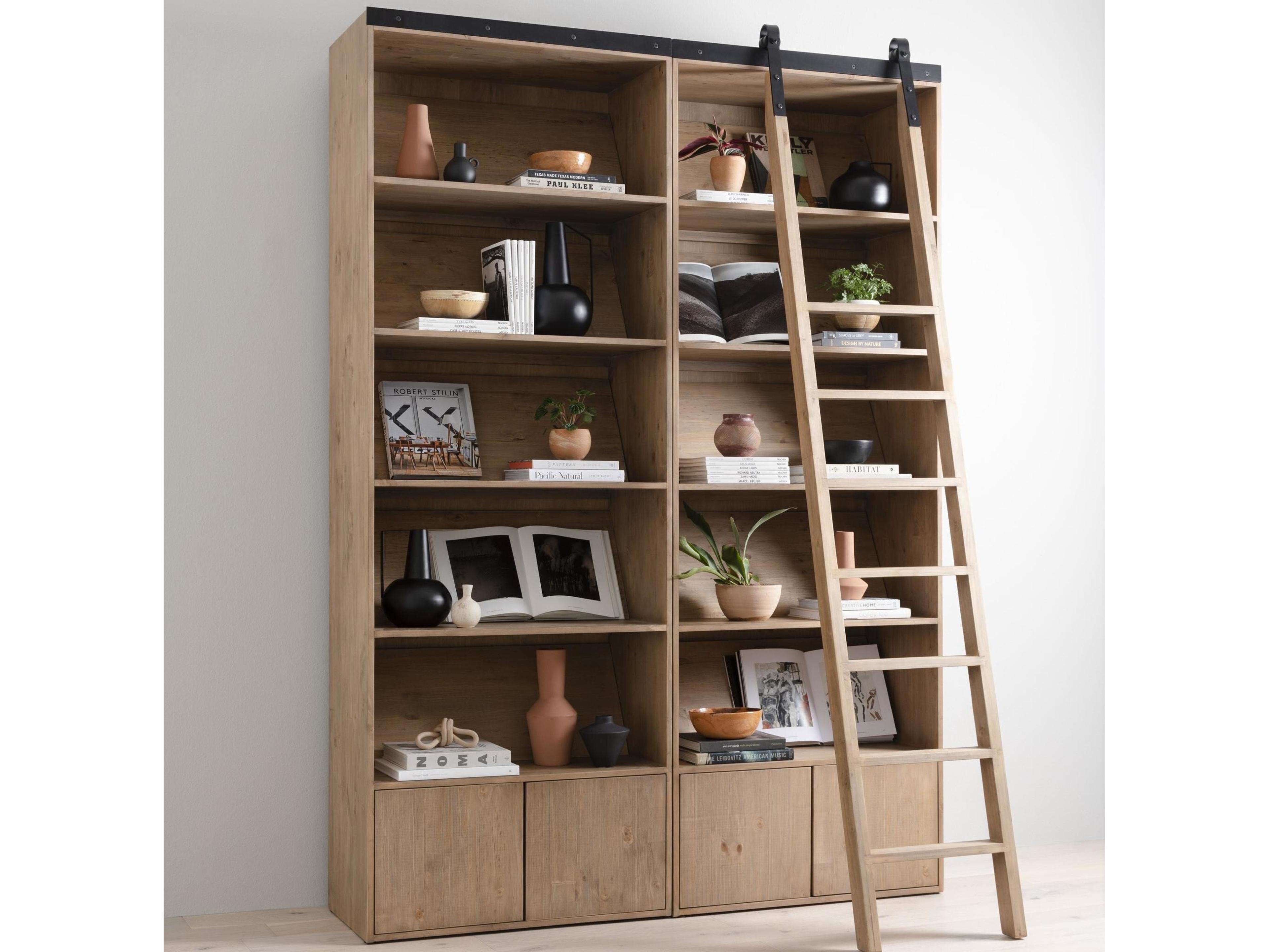 Four Hands Haiden Smoked Pine Black Iron Bookcase