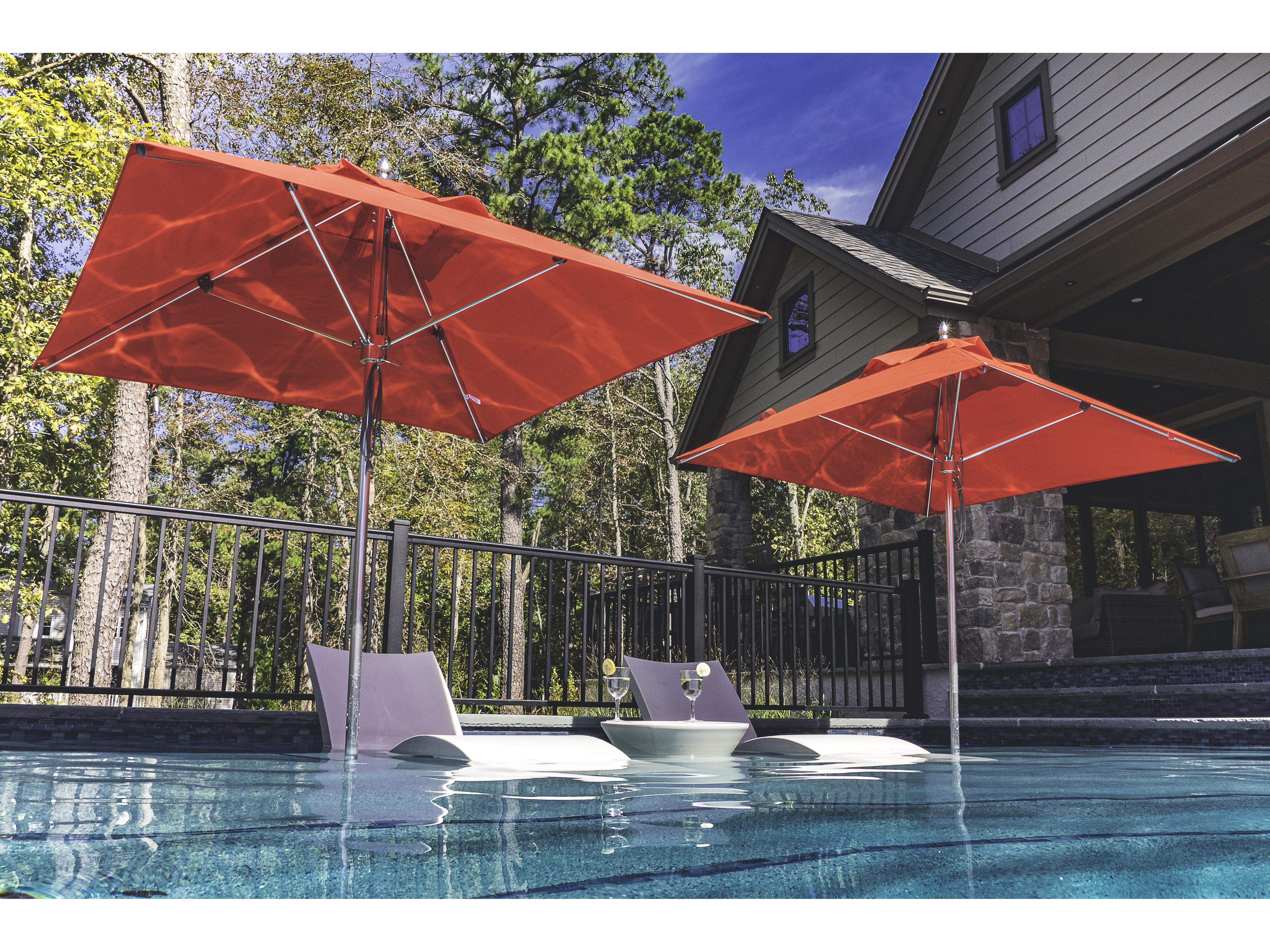 Frankford Greenwich Market Aluminum Silver Anodized 6.5 Foot Square Pulley Lift Outdoor Umbrella