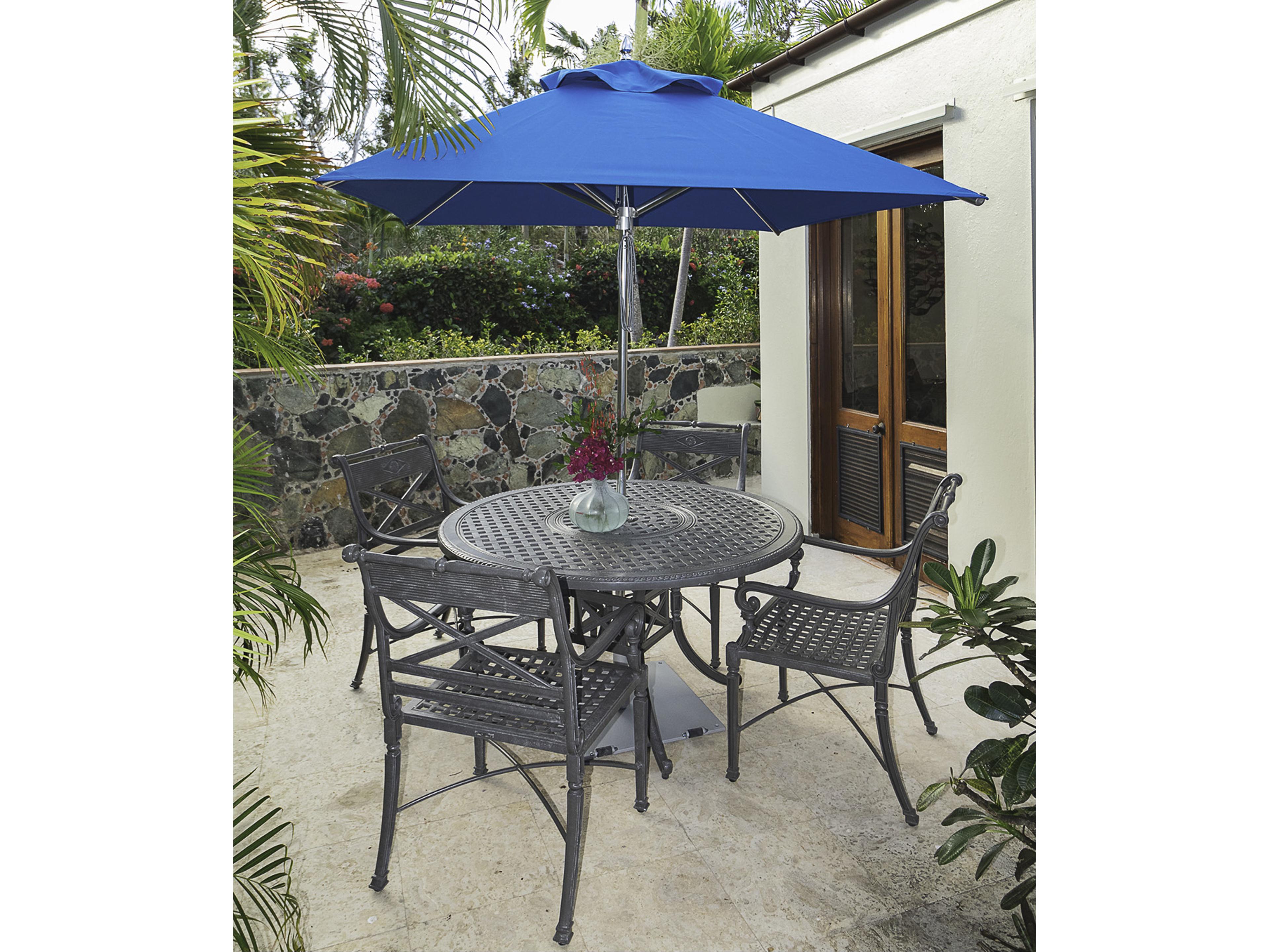 Frankford Greenwich Market Aluminum Silver Anodized 6.5 Foot Square Pulley Lift Outdoor Umbrella