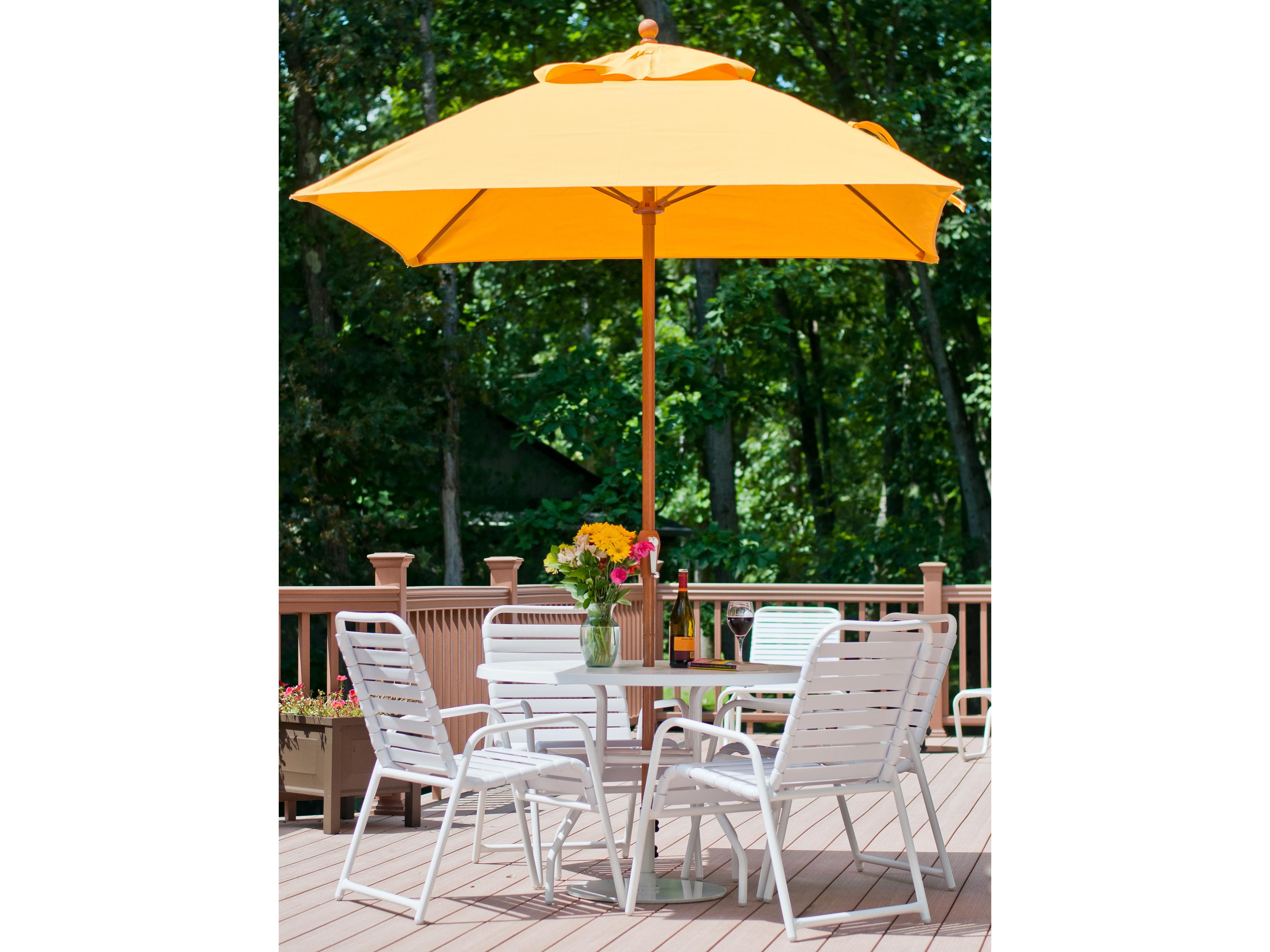 Frankford Quick Ship Monterey Fiberglass Market 6.5 Foot Square Crank Patio Umbrella