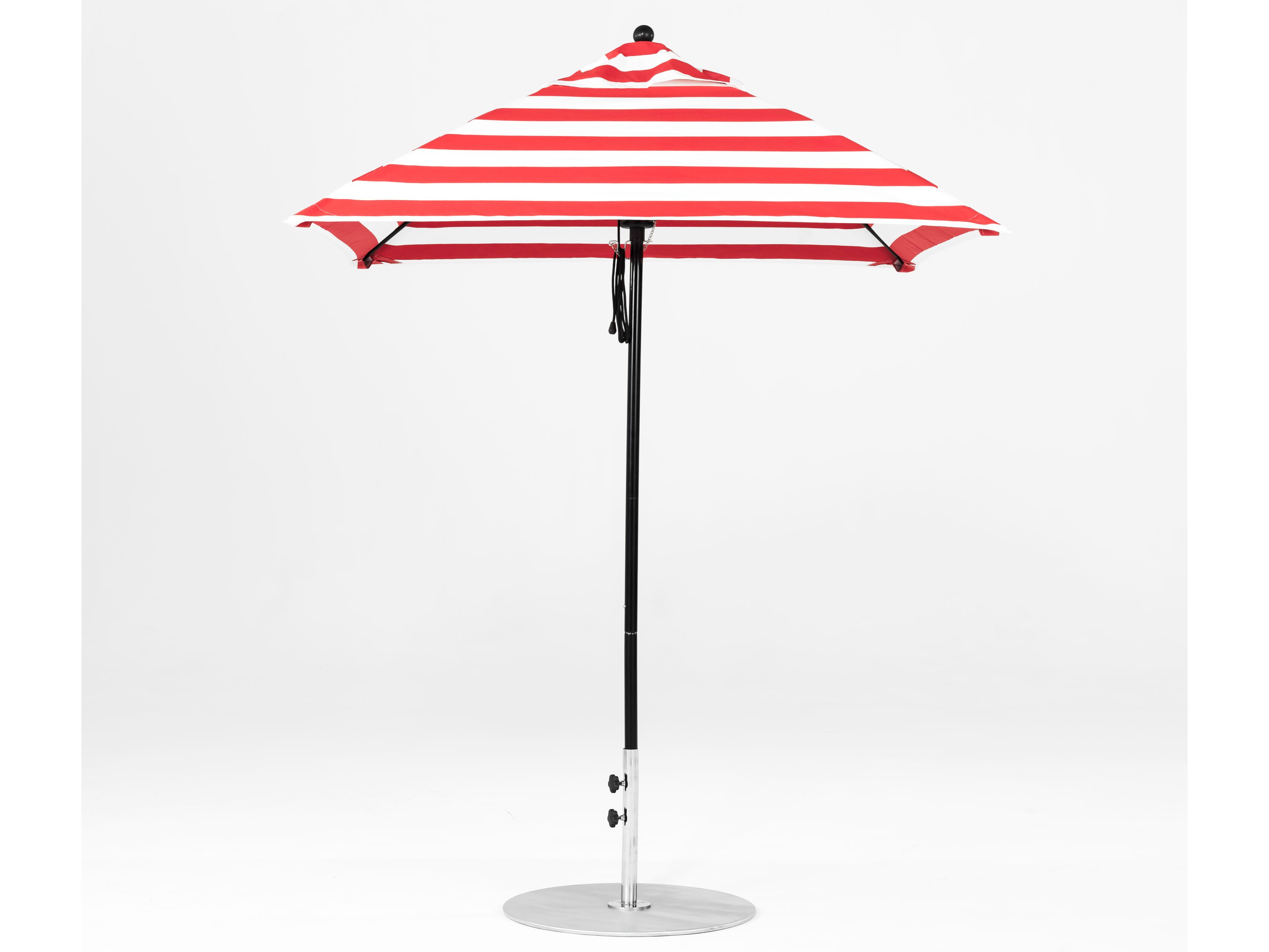 Frankford Monterey Market Fiberglass 6.5 Foot Square Pulley Lift Outdoor Patio Umbrella - Special Order Striped Fabric