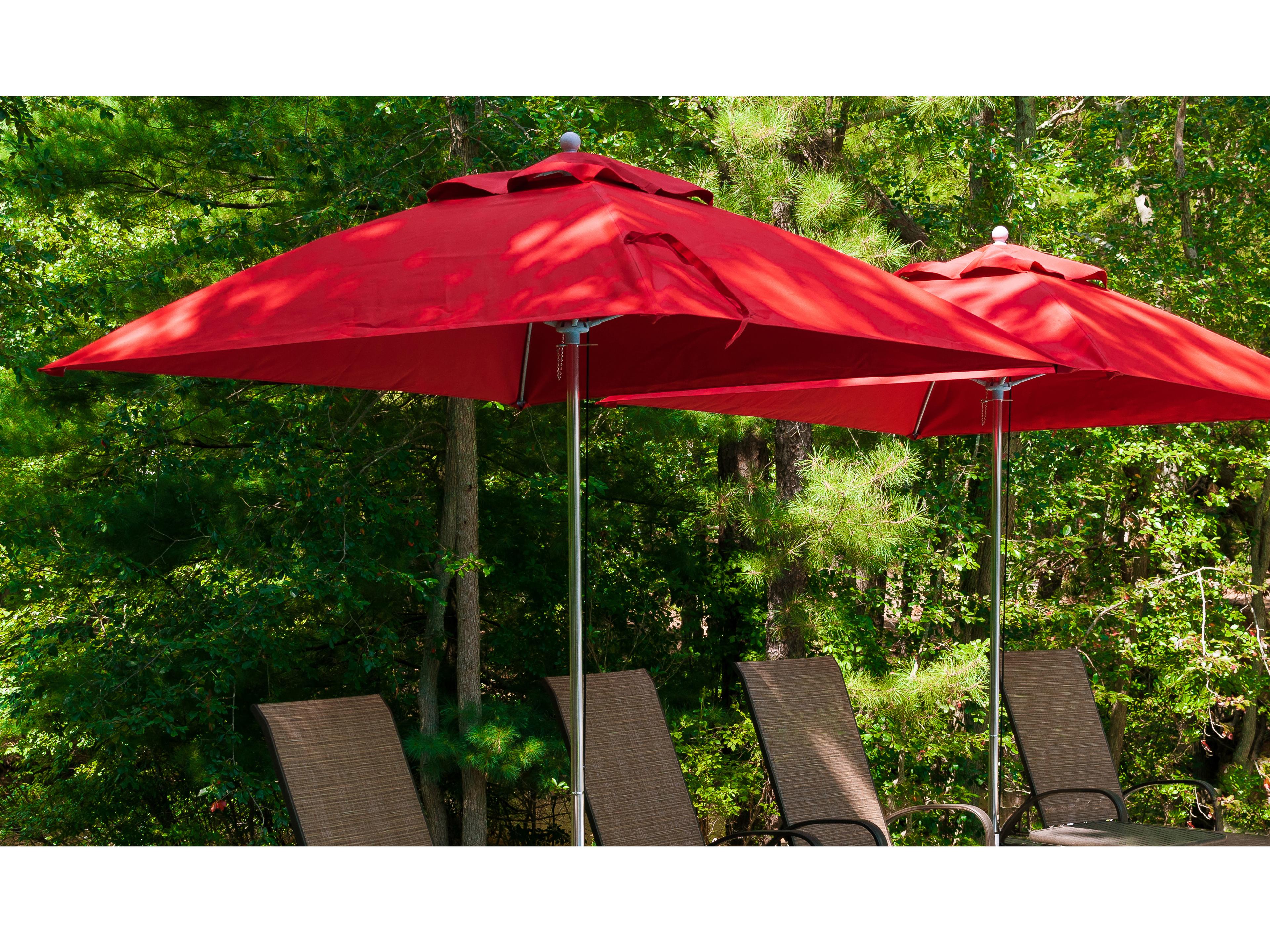 Frankford Quick Ship Monterey Fiberglass Market 7.5 Foot Square Pulley Lift Patio Umbrella