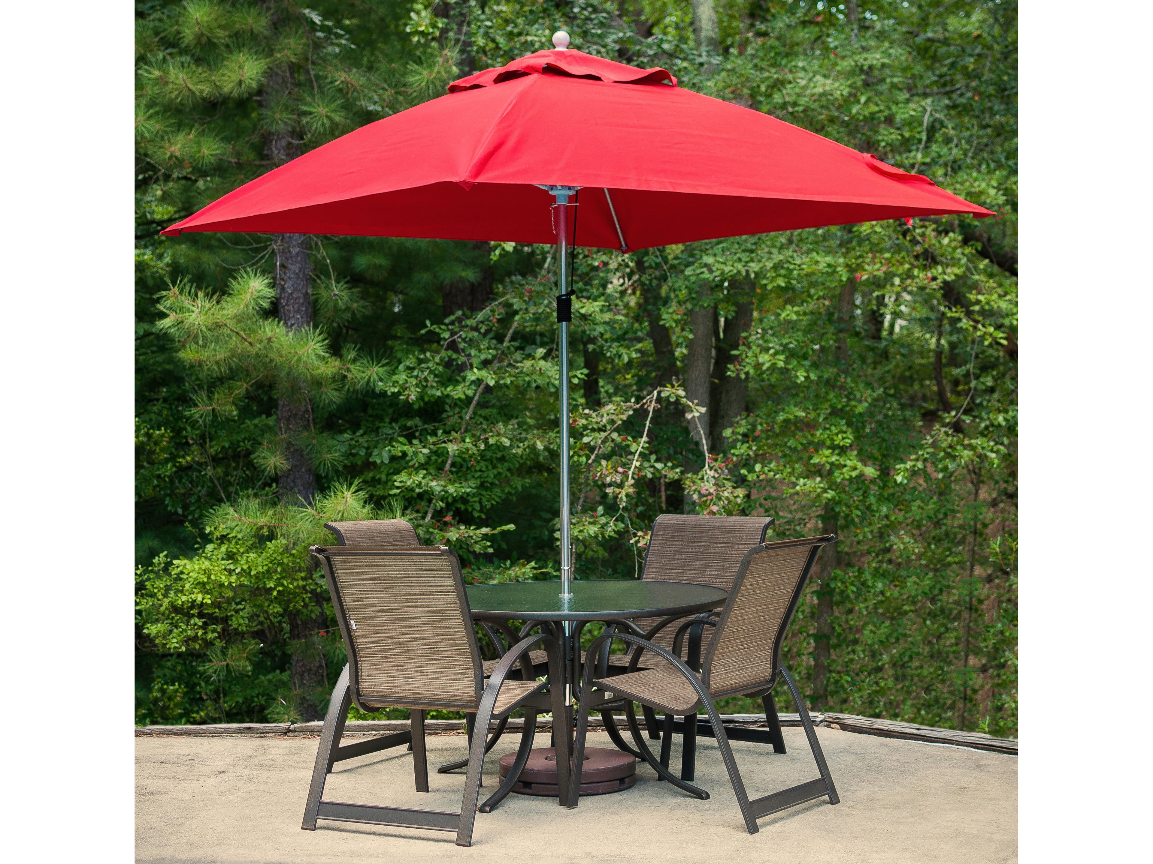 Frankford Quick Ship Monterey Fiberglass Market 7.5 Foot Square Pulley Lift Patio Umbrella