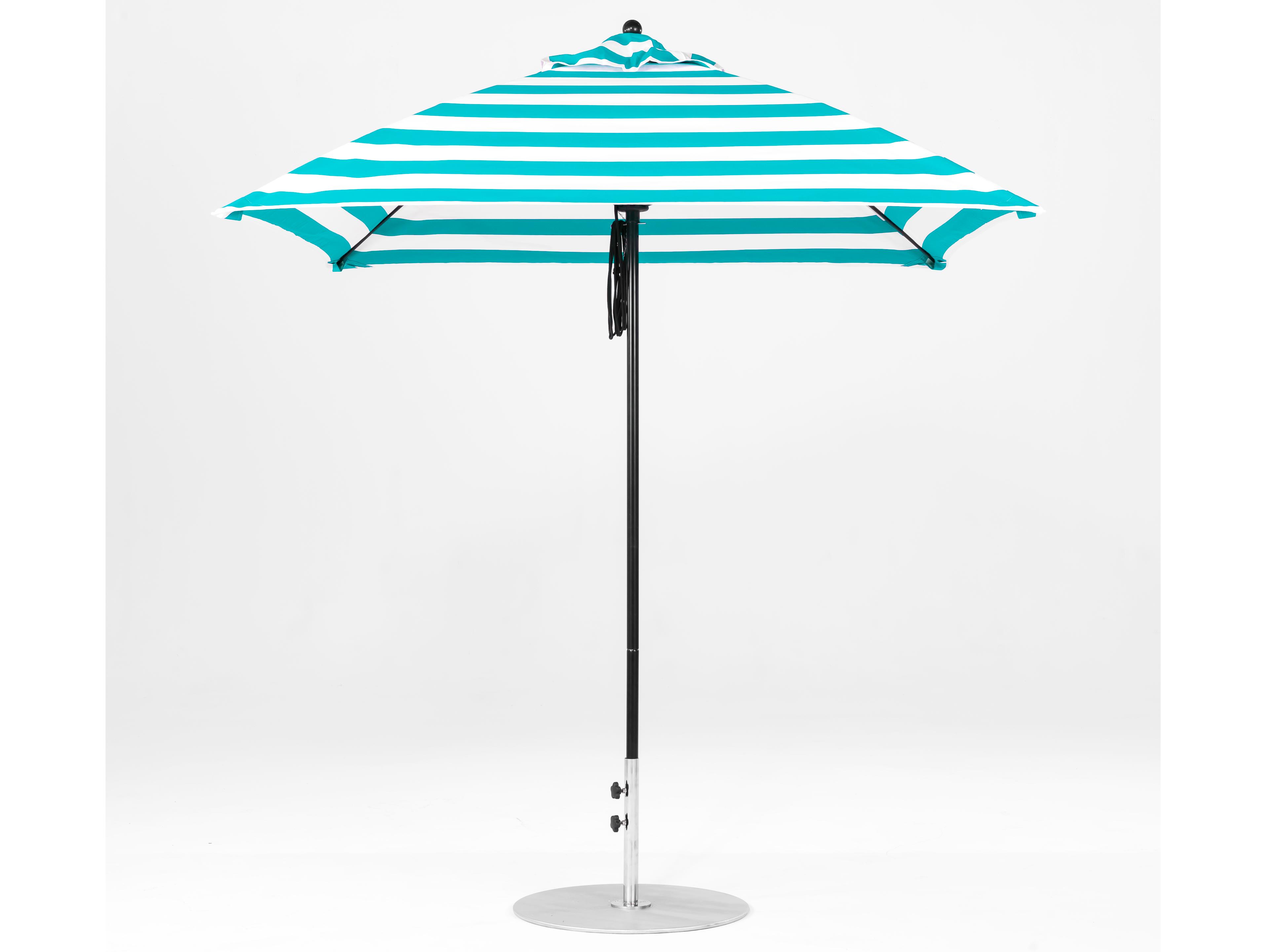 Frankford Monterey Fiberglass Market 7.5 Foot Square Pulley Lift Outdoor Patio Umbrella - Special Order Striped Fabric