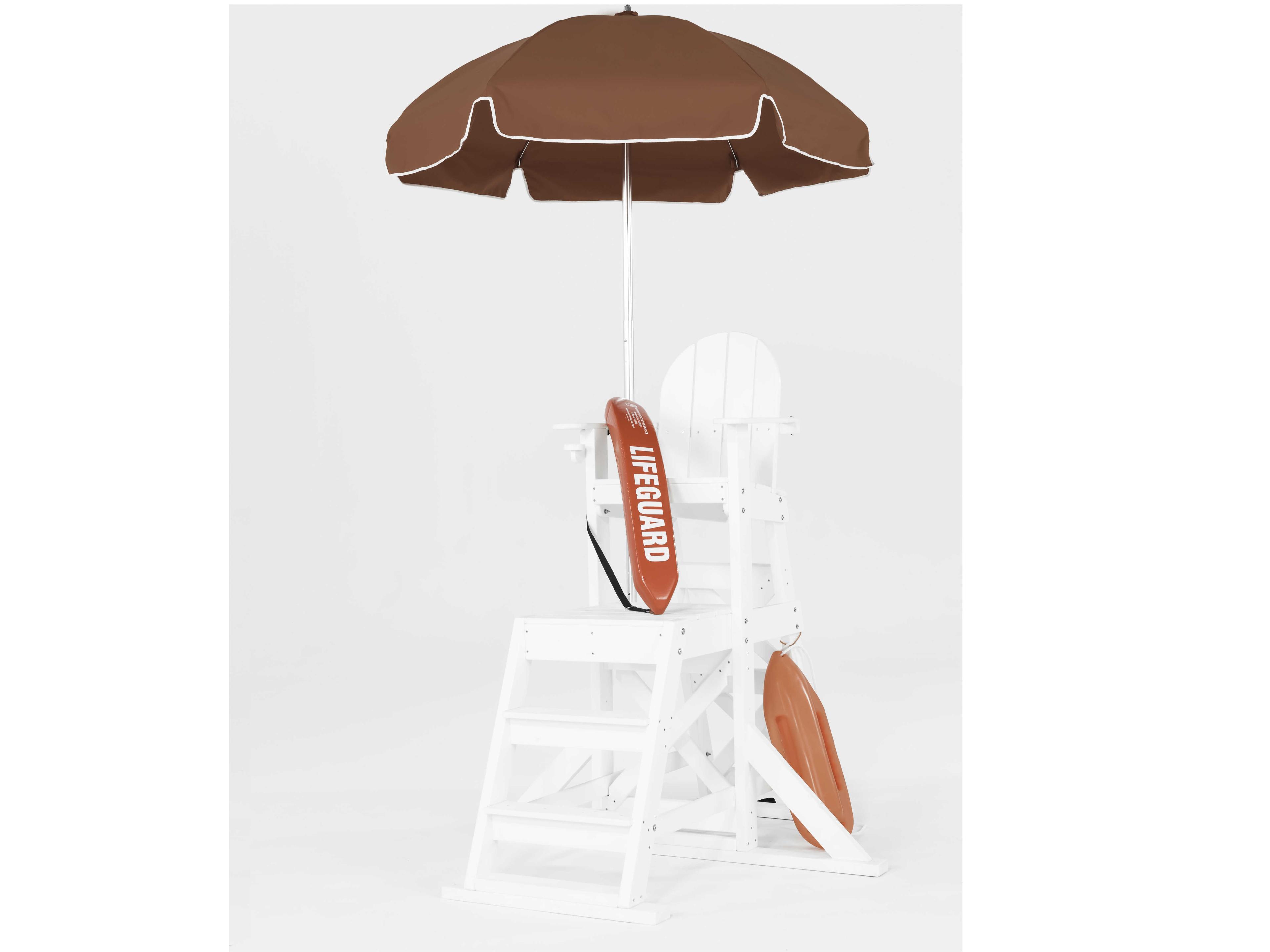 Frankford Lifeguard Custom Aluminum Silver Anodized 6.5 Foot Hexagon Manual Lift Outdoor Umbrella - Steel Ribs