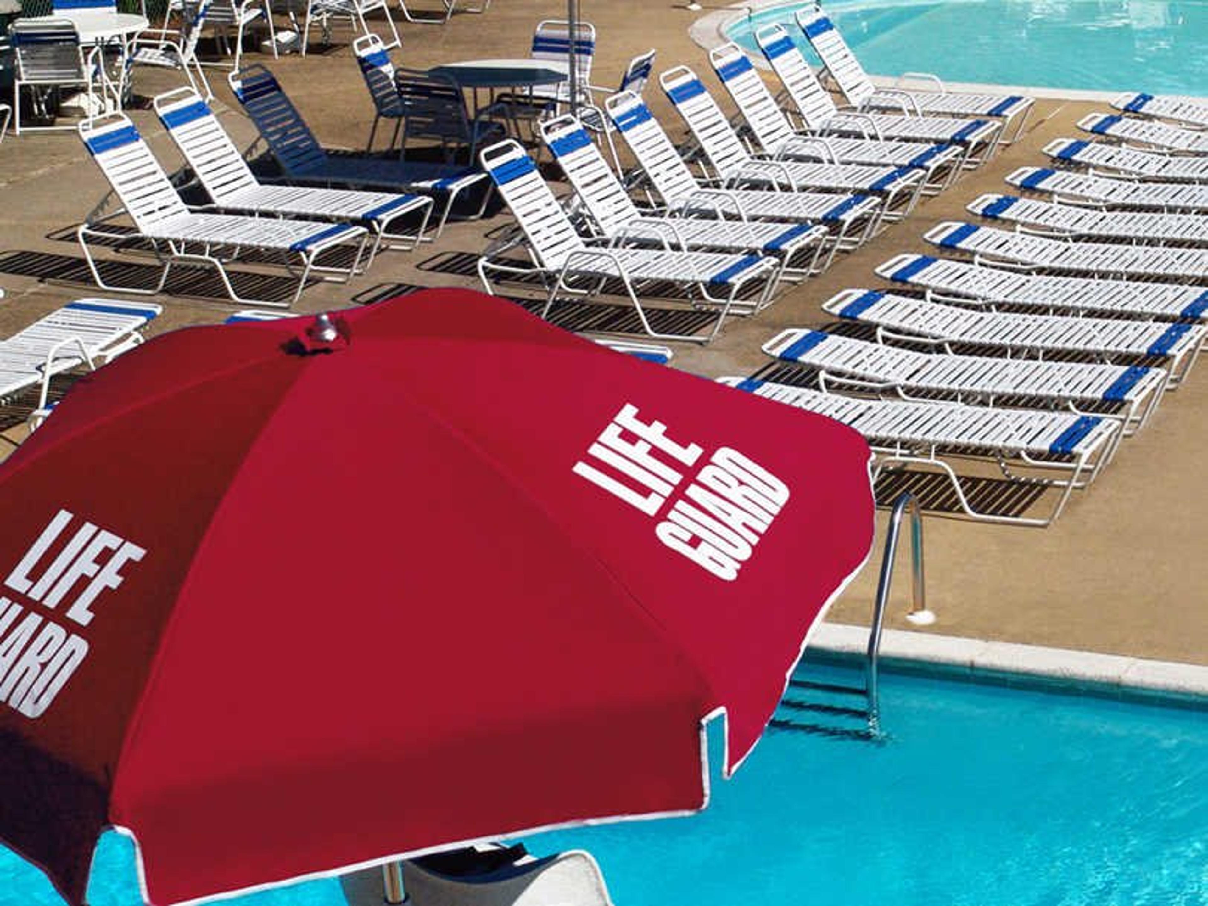 Frankford Quick Ship Lifeguard Steel 6.5 Foot Hexagon Manual Outdoor Patio Umbrella - Steel Ribs