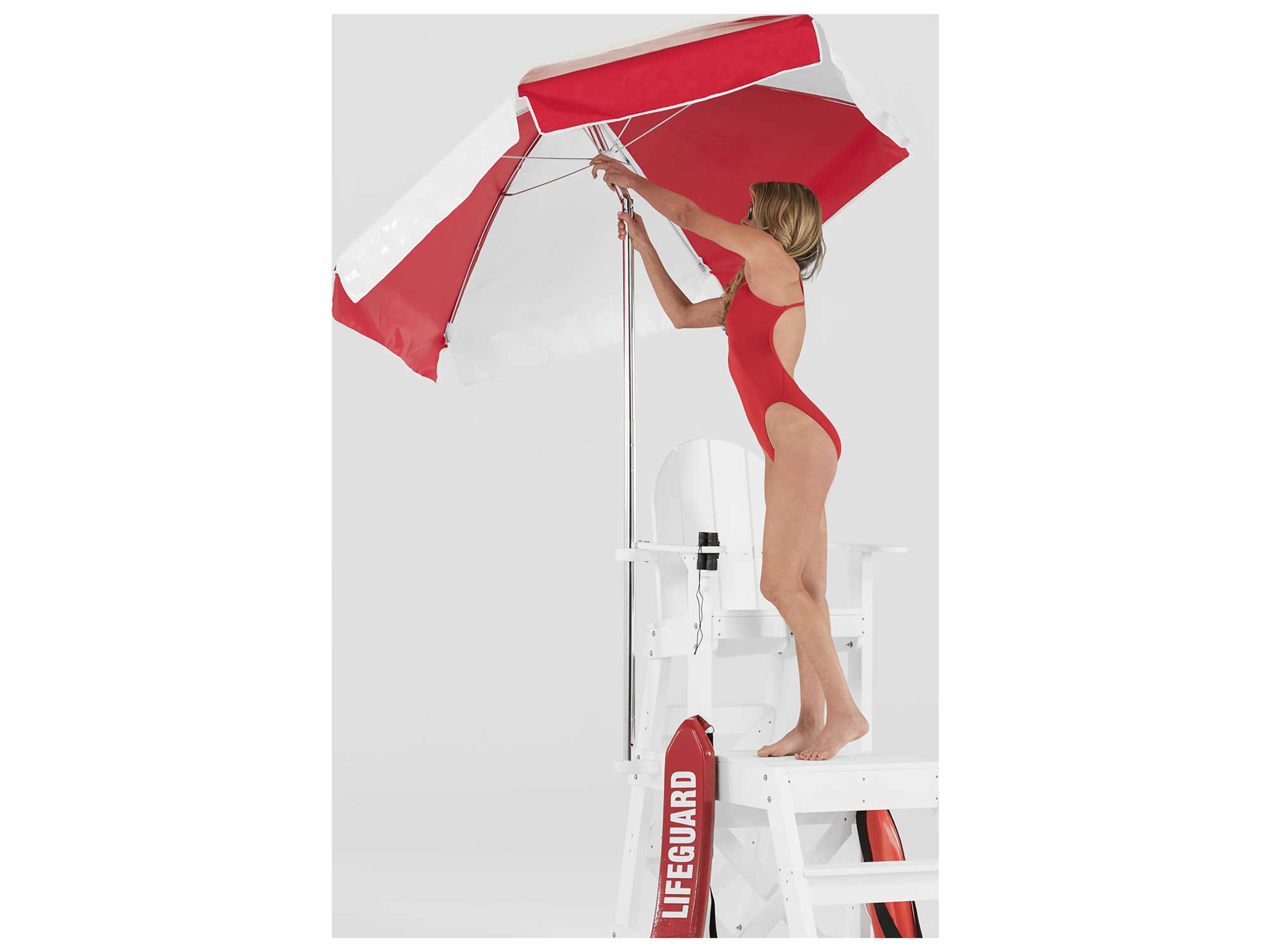 Frankford Quick Ship Lifeguard Aluminum 6.5 Foot Hexagon Aluminum Manual Tilt Outdoor Umbrella - Steel Ribs