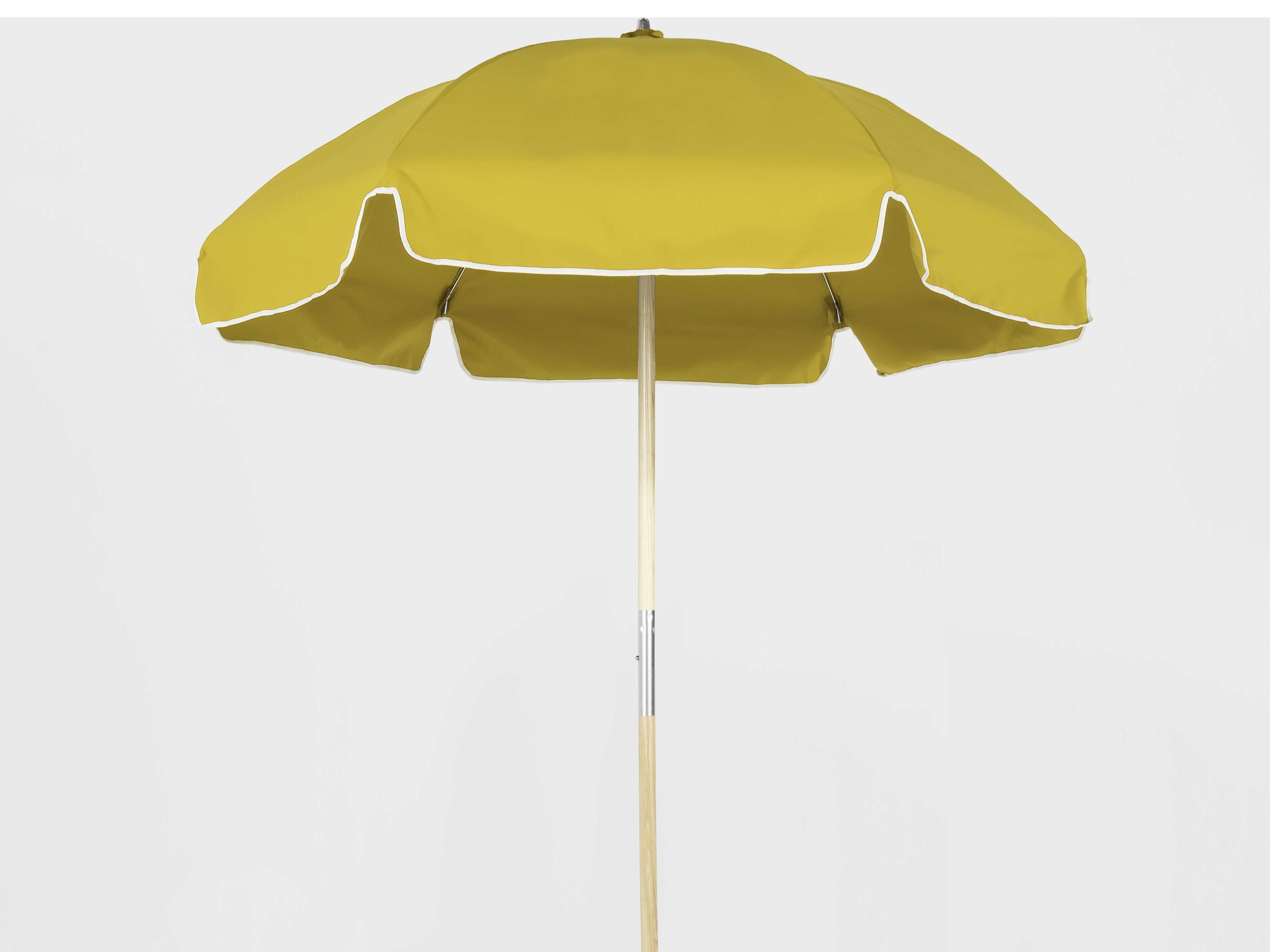 Frankford Emerald Custom Beach Ash Wood 6.5 Foot Hexagon Manual Lift Outdoor Umbrella