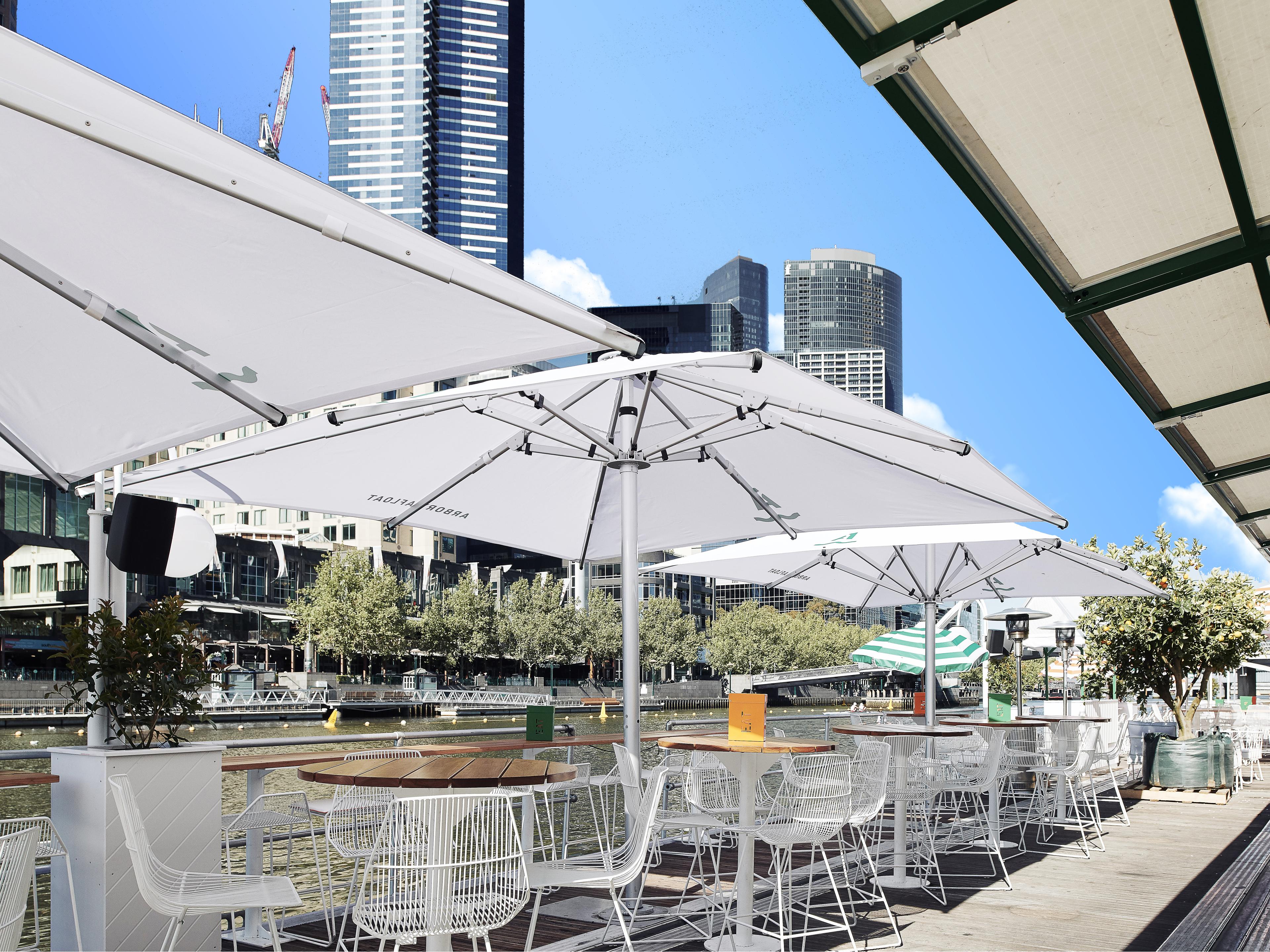 Frankford Nova Giant Center Aluminum Matte Silver 13 Foot Square Telescoping Crank Patio Umbrella