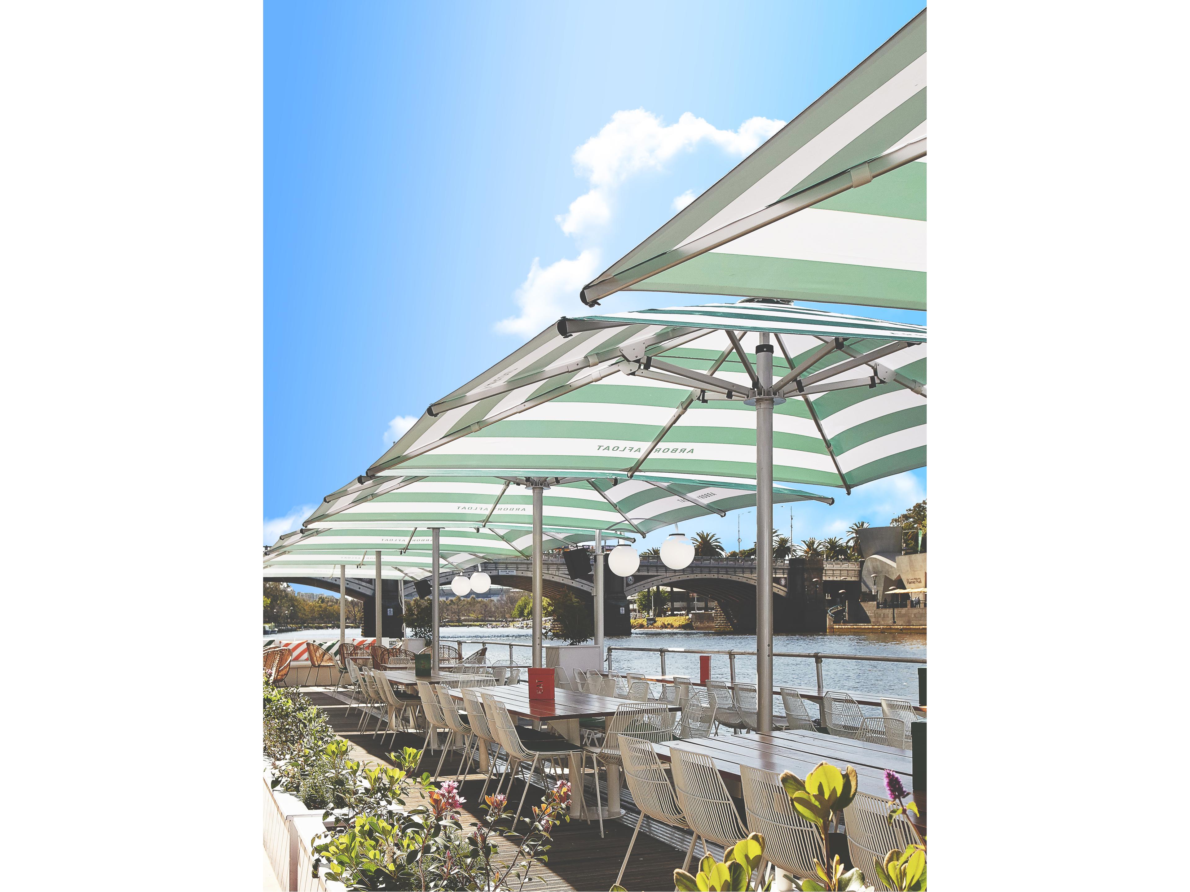 Frankford Nova Giant Center Aluminum Matte Silver 13 Foot Square Telescoping Crank Patio Umbrella