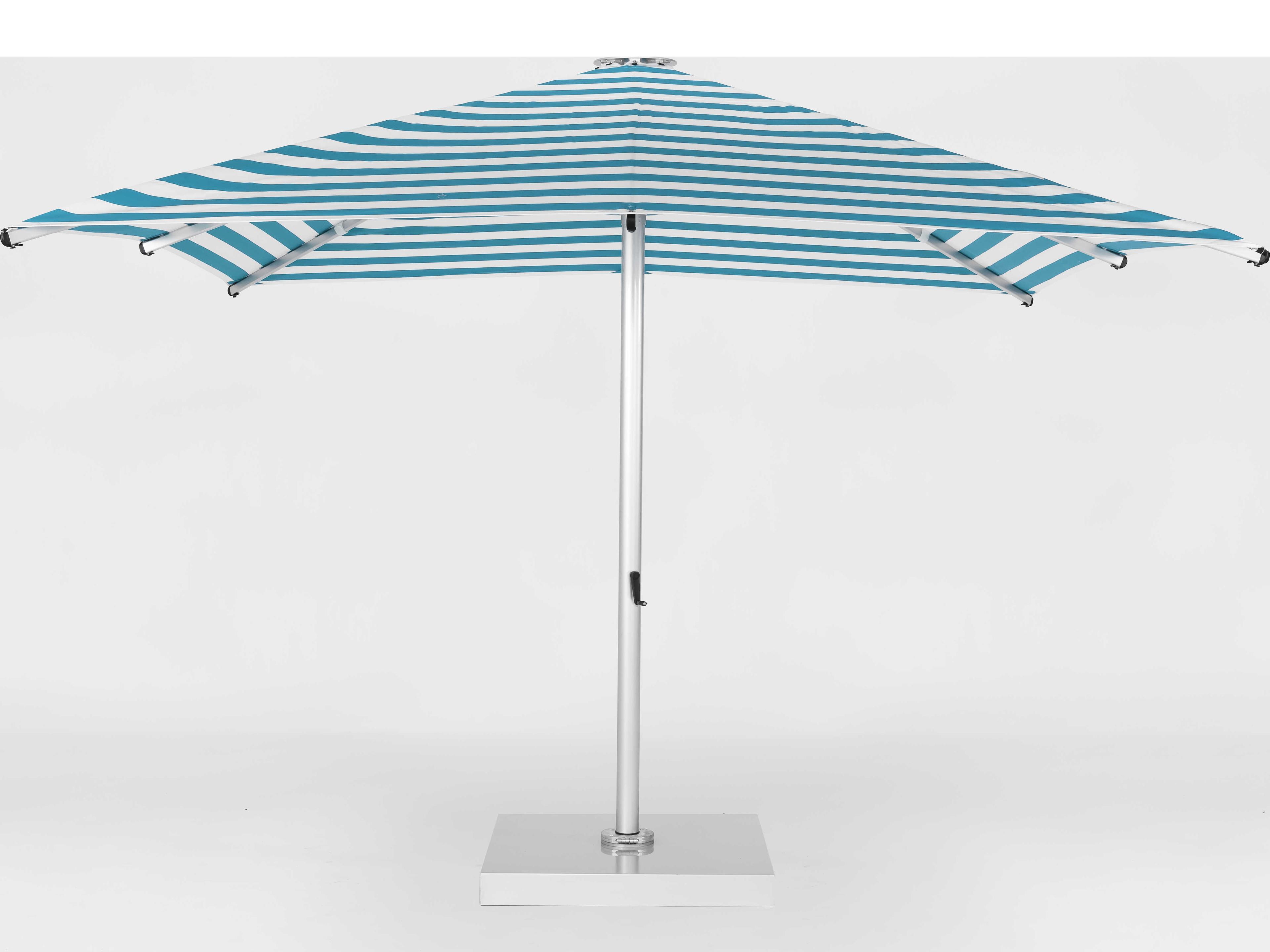 Frankford Nova Giant Center Aluminum Matte Silver 13 Foot Square Telescoping Crank Outdoor Umbrella - Striped Fabric