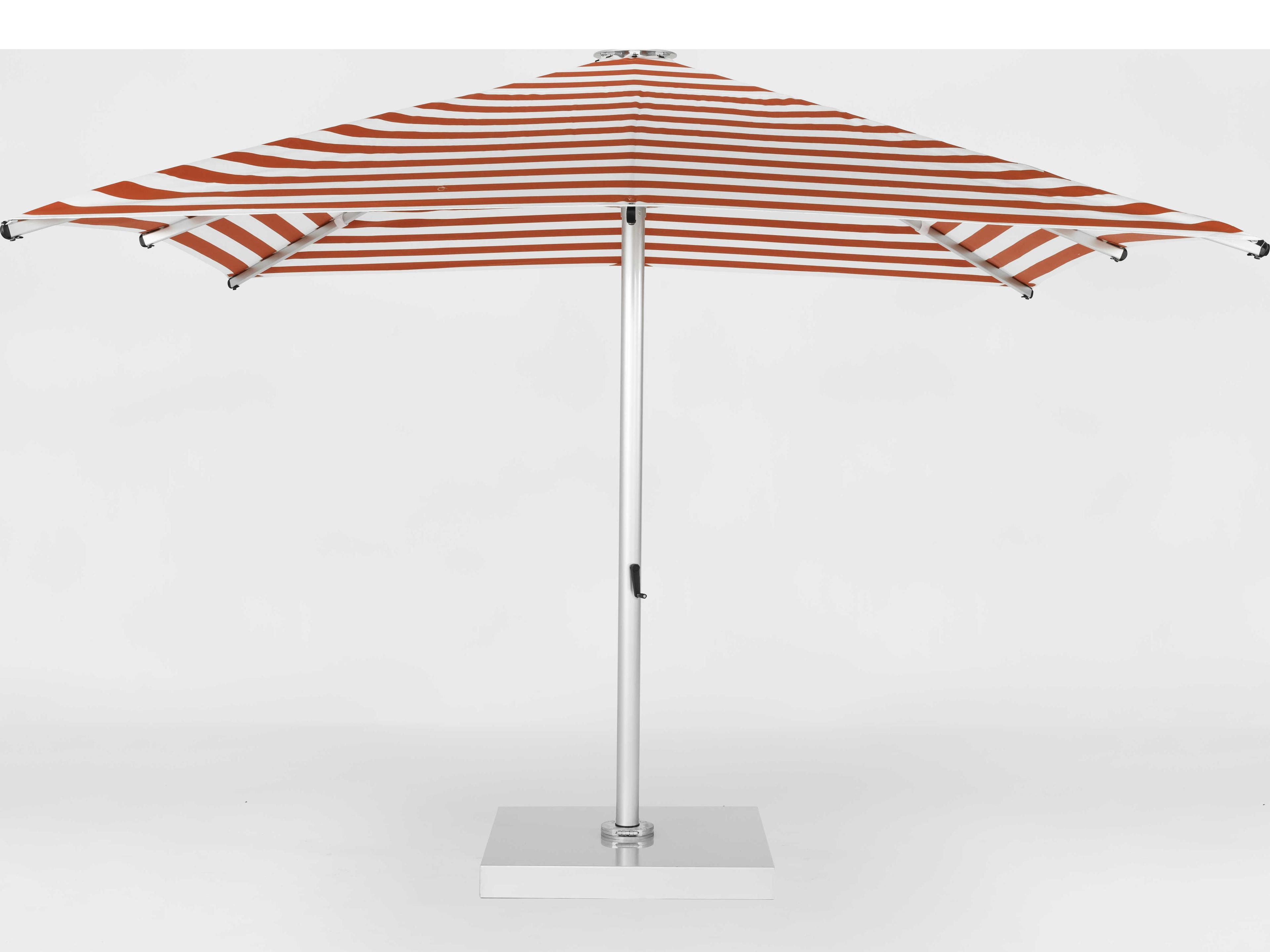 Frankford Nova Giant Center Aluminum Matte Silver 13 Foot Square Telescoping Crank Outdoor Umbrella - Striped Fabric