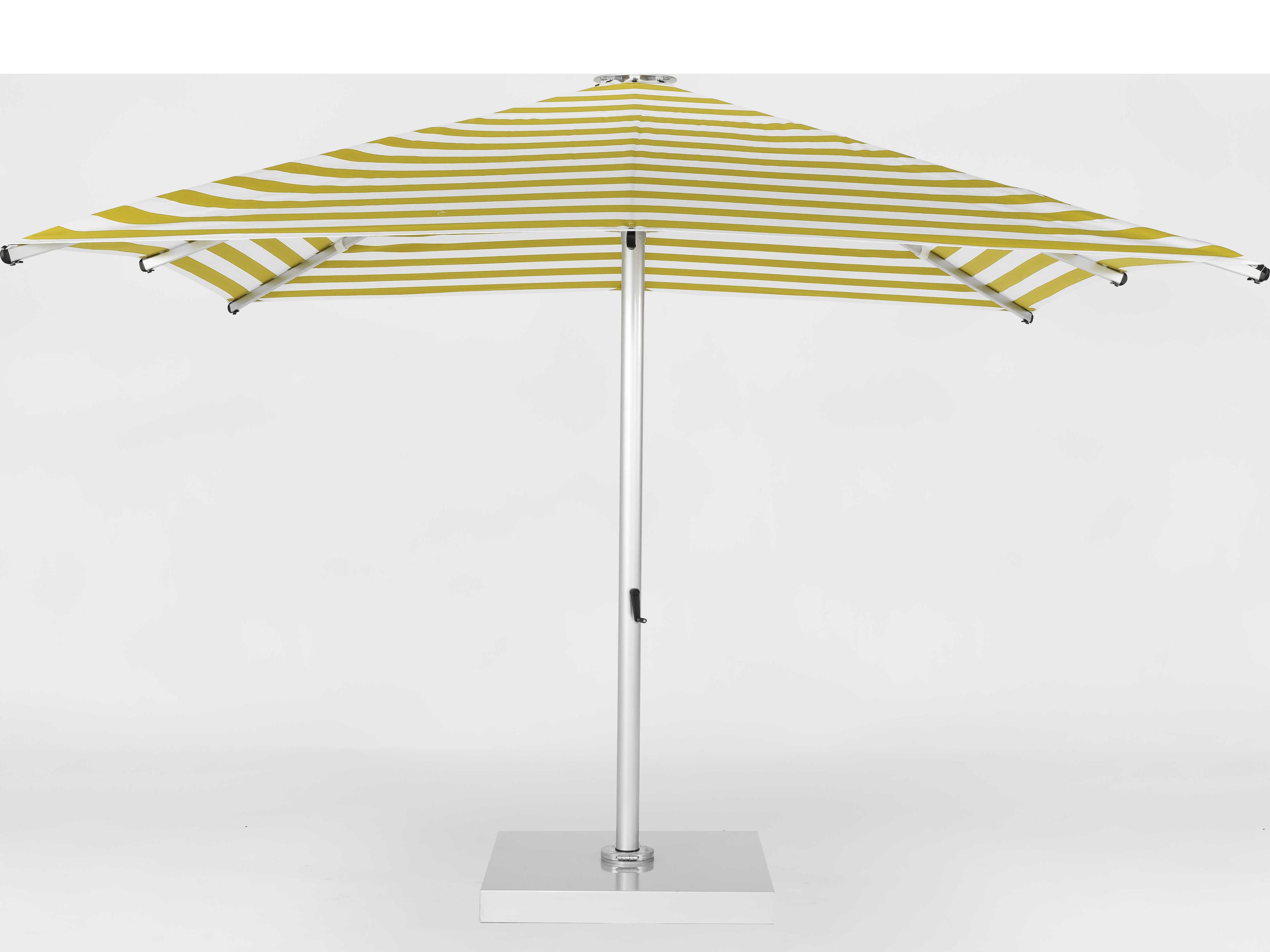 Frankford Nova Giant Center Aluminum Matte Silver 13 Foot Square Telescoping Crank Outdoor Umbrella - Striped Fabric